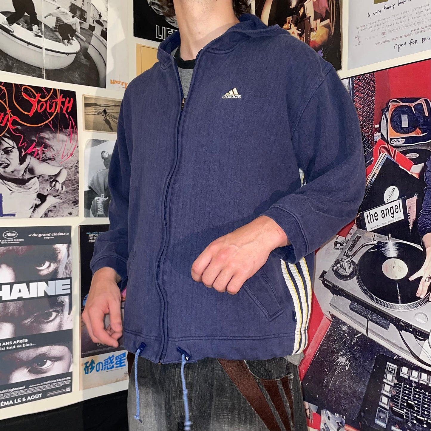 Adidas 90s Embroidered Zip Jumper M