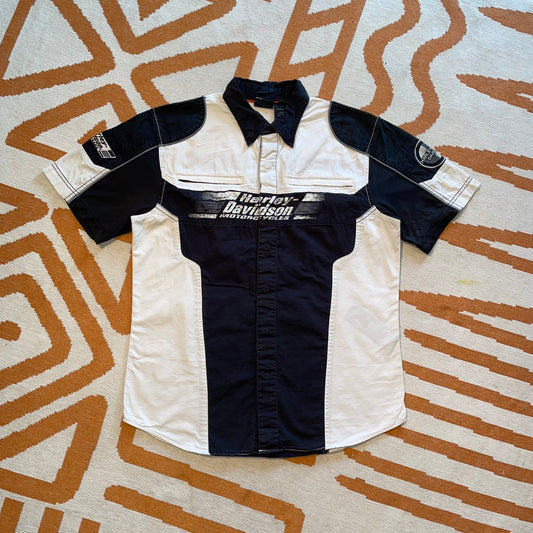Harley Davidson 00s Printed Panelled Shirt M