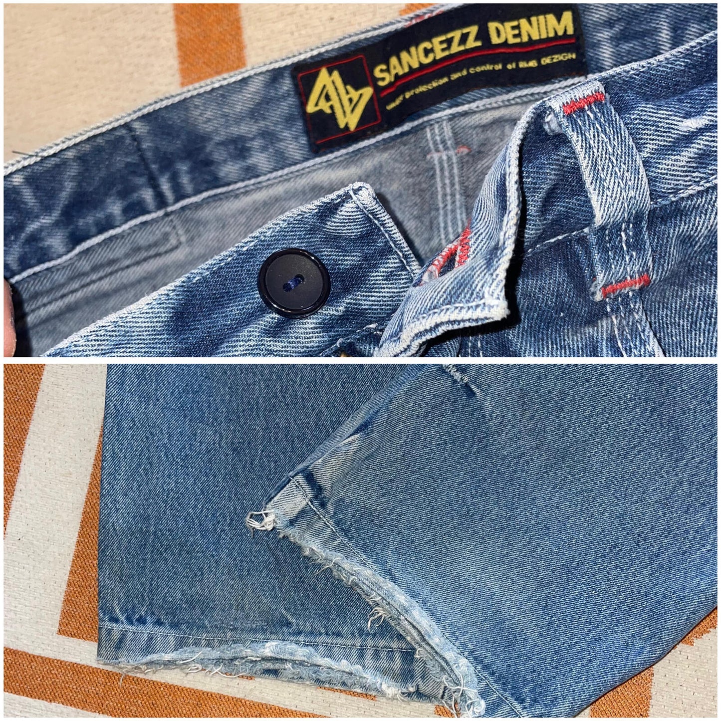 Sancezz 90s Embroidered ‘ZZ’ Baggy Blue Jeans 31x31