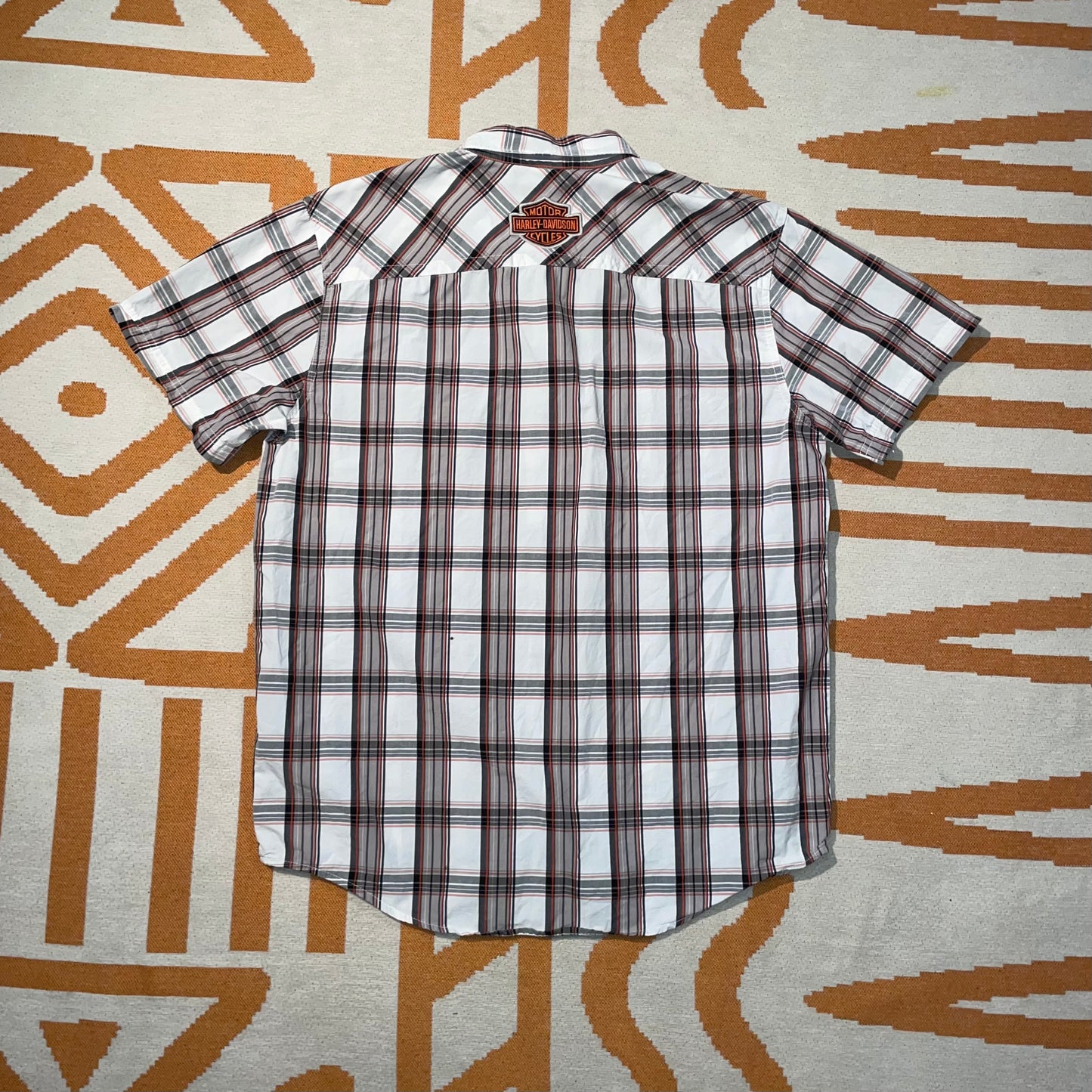 Harley Davidson 00s Plaid Embroidered ‘Racing’ Shirt M