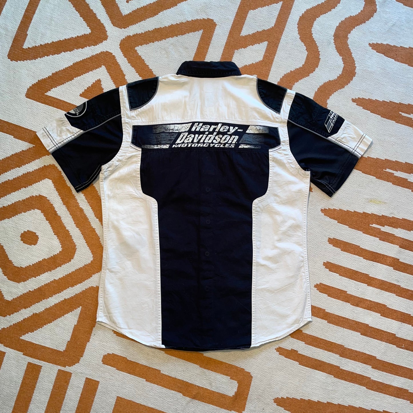 Harley Davidson 00s Printed Panelled Shirt M