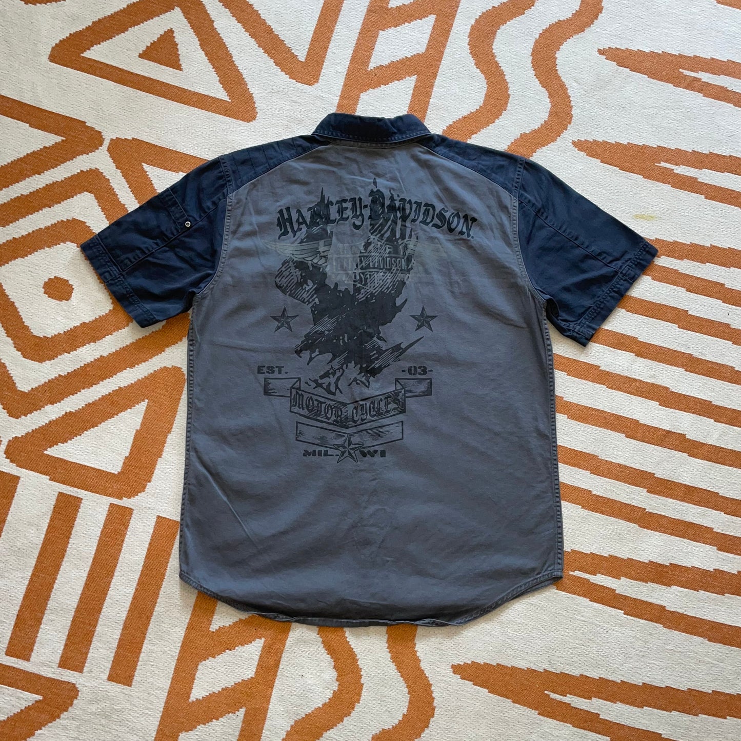 Harley Davidson 00s Printed ‘Army’ Shirt M