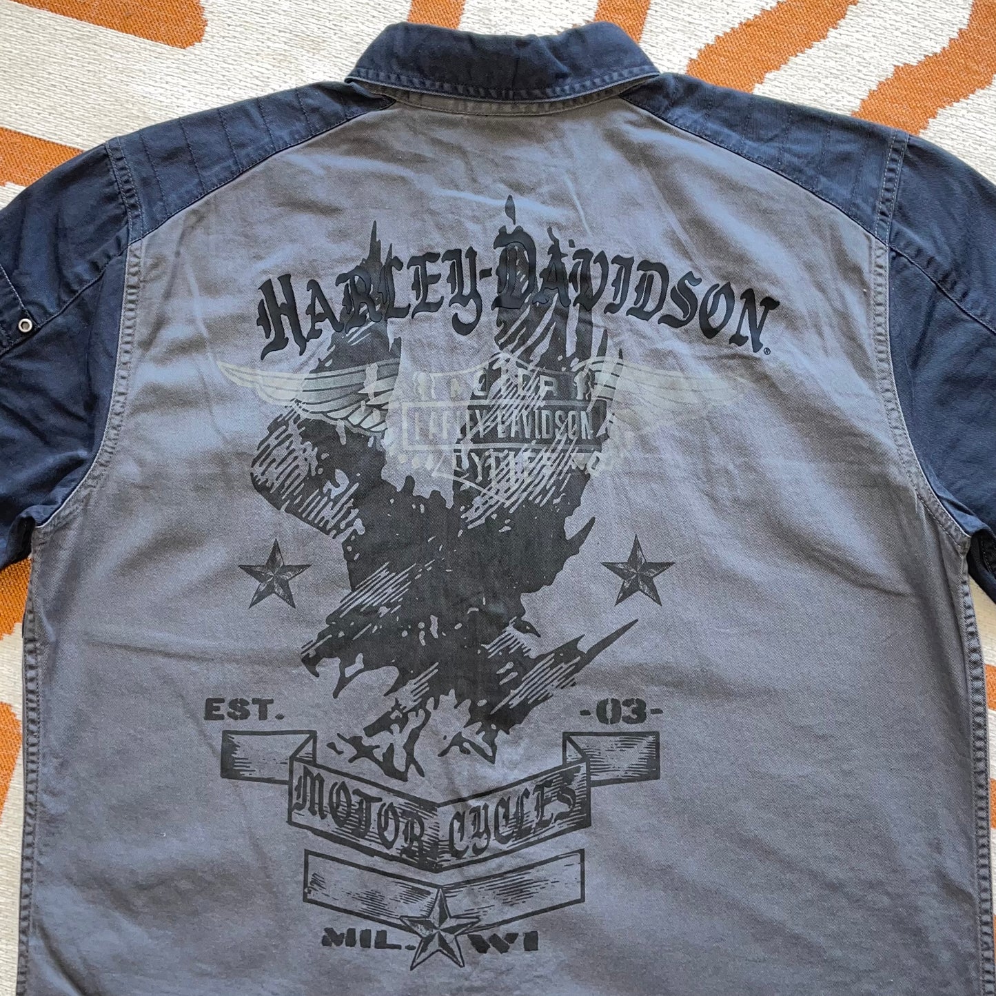 Harley Davidson 00s Printed ‘Army’ Shirt M