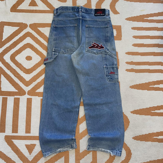 Sancezz 90s Embroidered ‘ZZ’ Baggy Blue Jeans 31x31