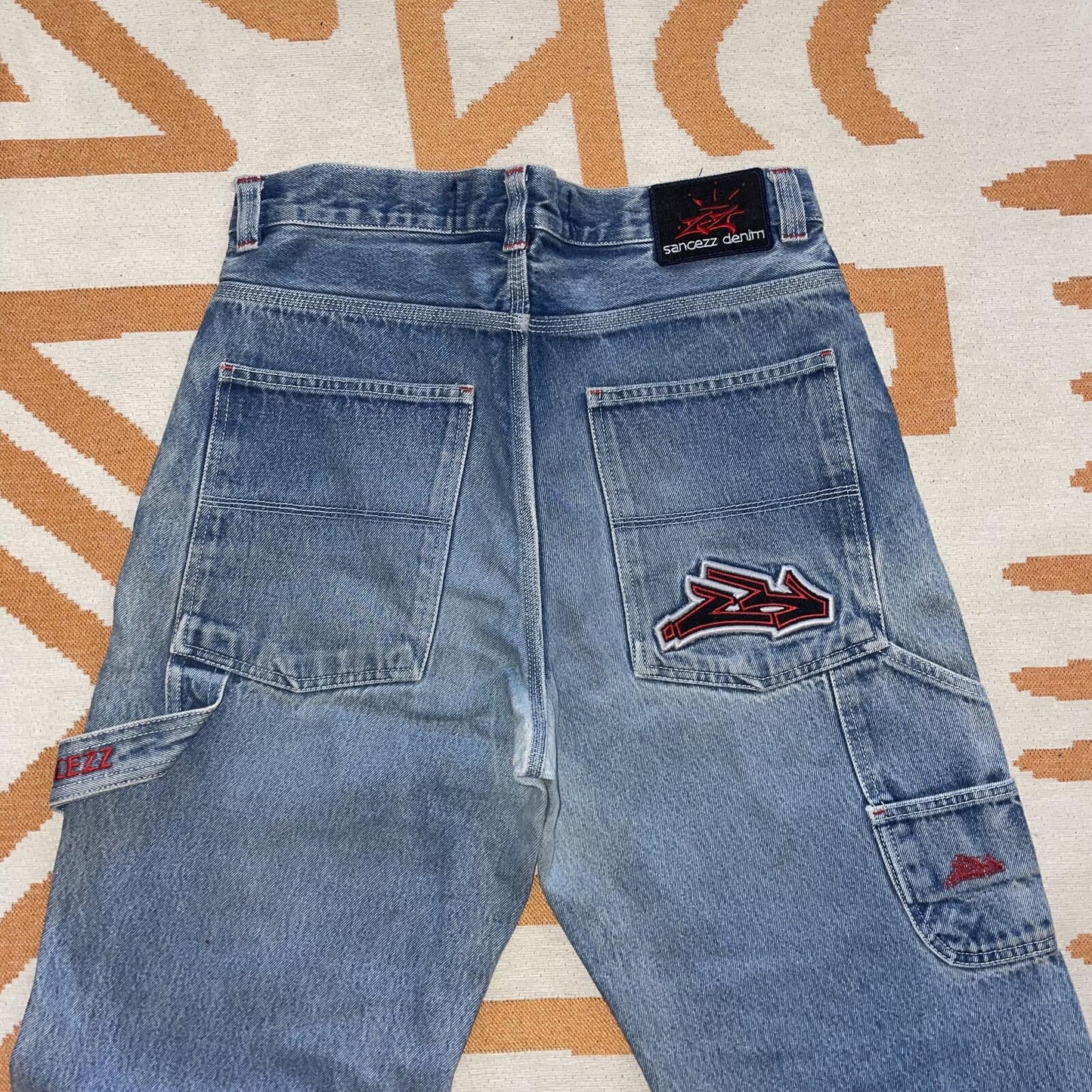 Sancezz 90s Embroidered ‘ZZ’ Baggy Blue Jeans 31x31
