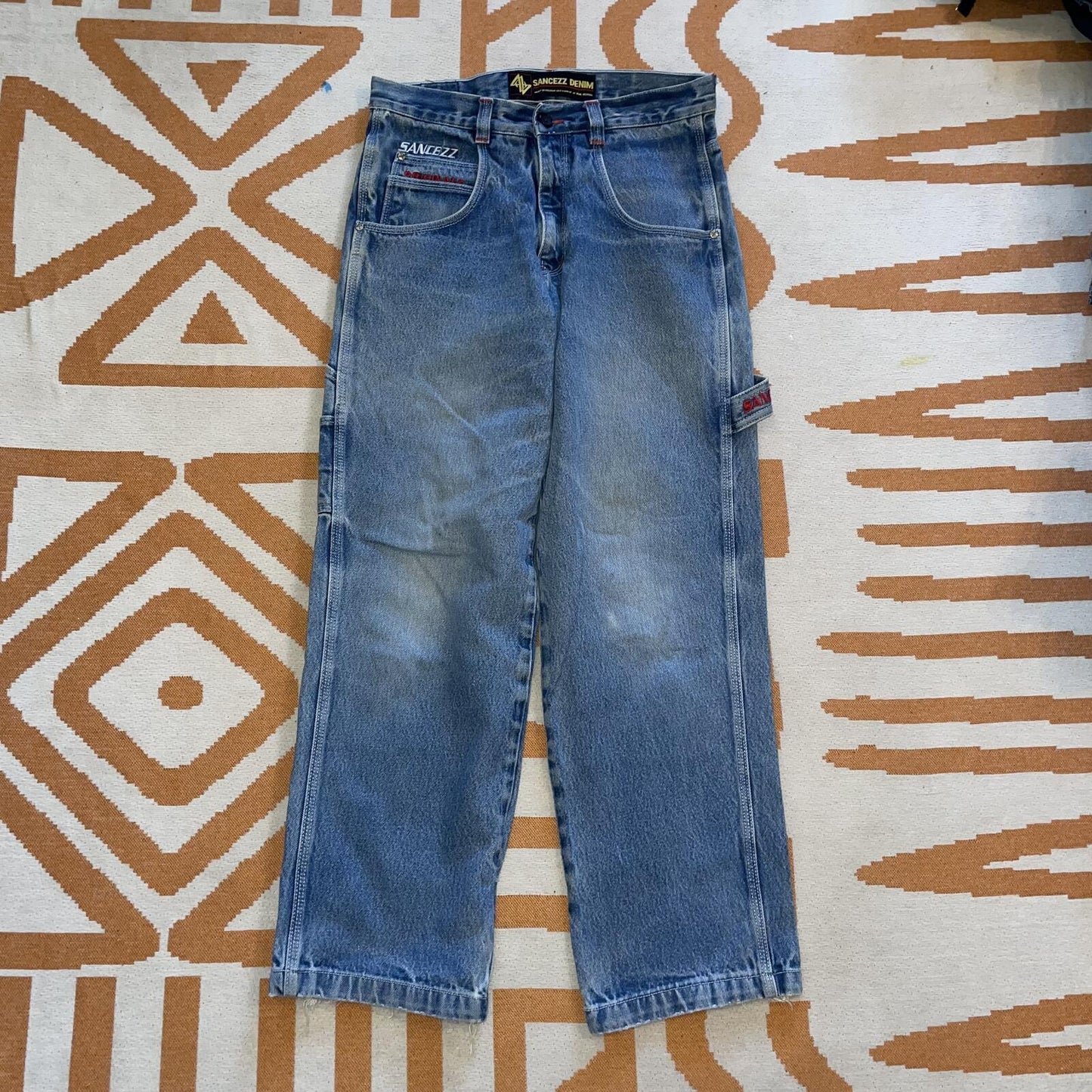 Sancezz 90s Embroidered ‘ZZ’ Baggy Blue Jeans 31x31