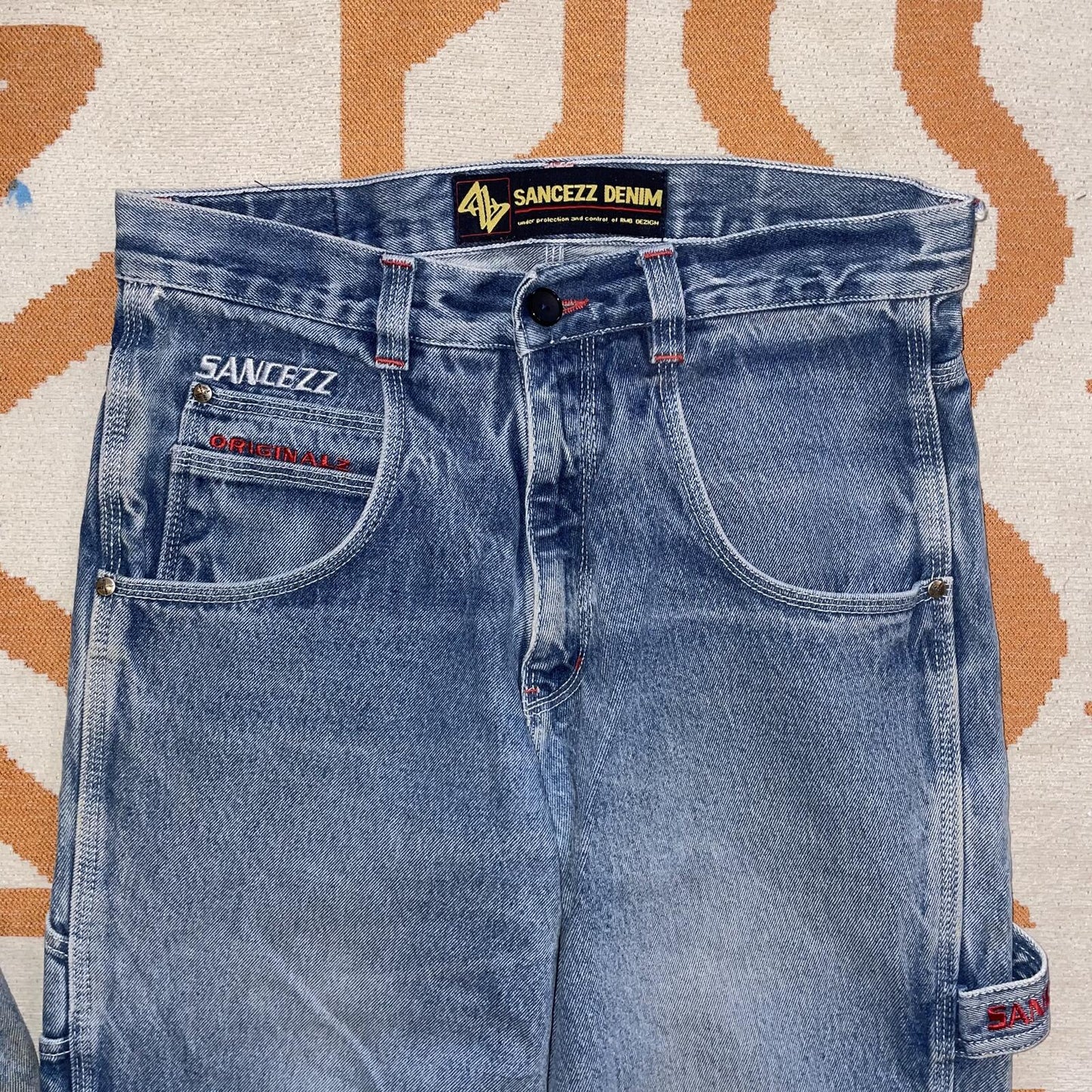 Sancezz 90s Embroidered ‘ZZ’ Baggy Blue Jeans 31x31