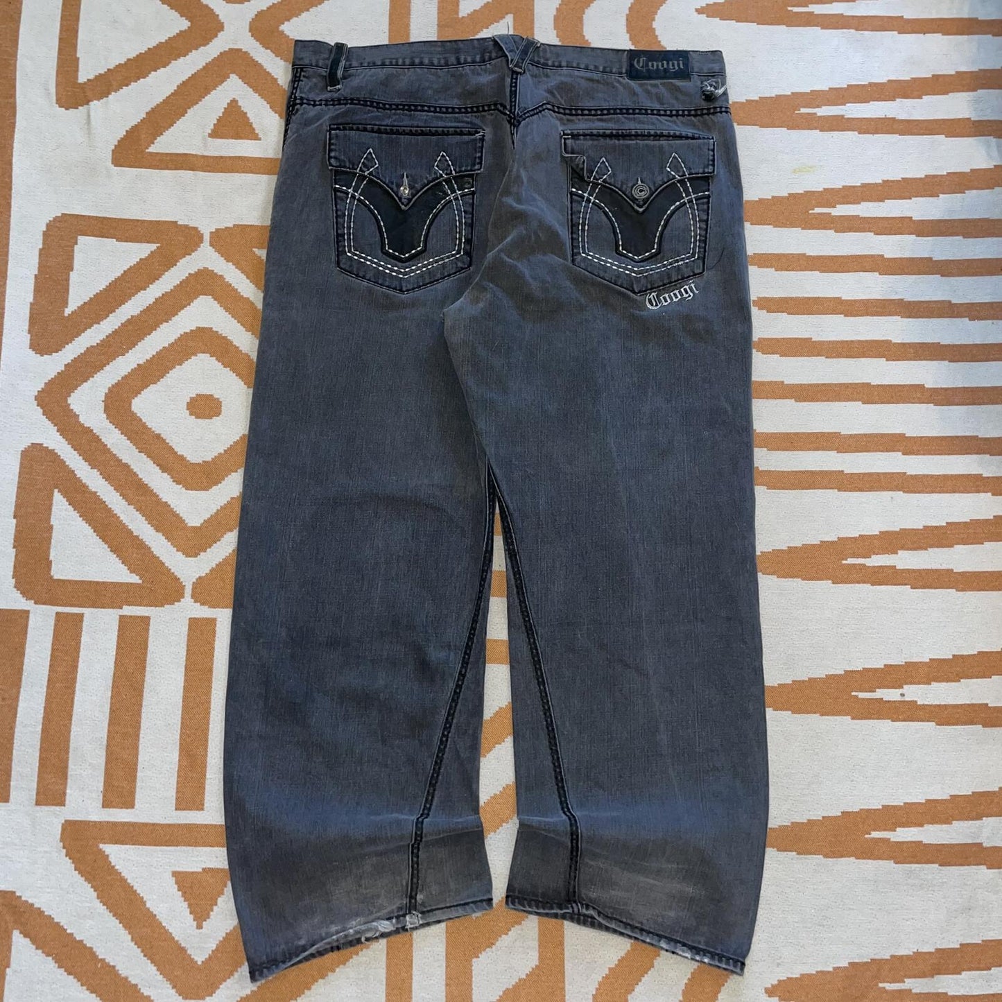 Coogi 90s Embroidered Super Baggy Black Jeans 50x34