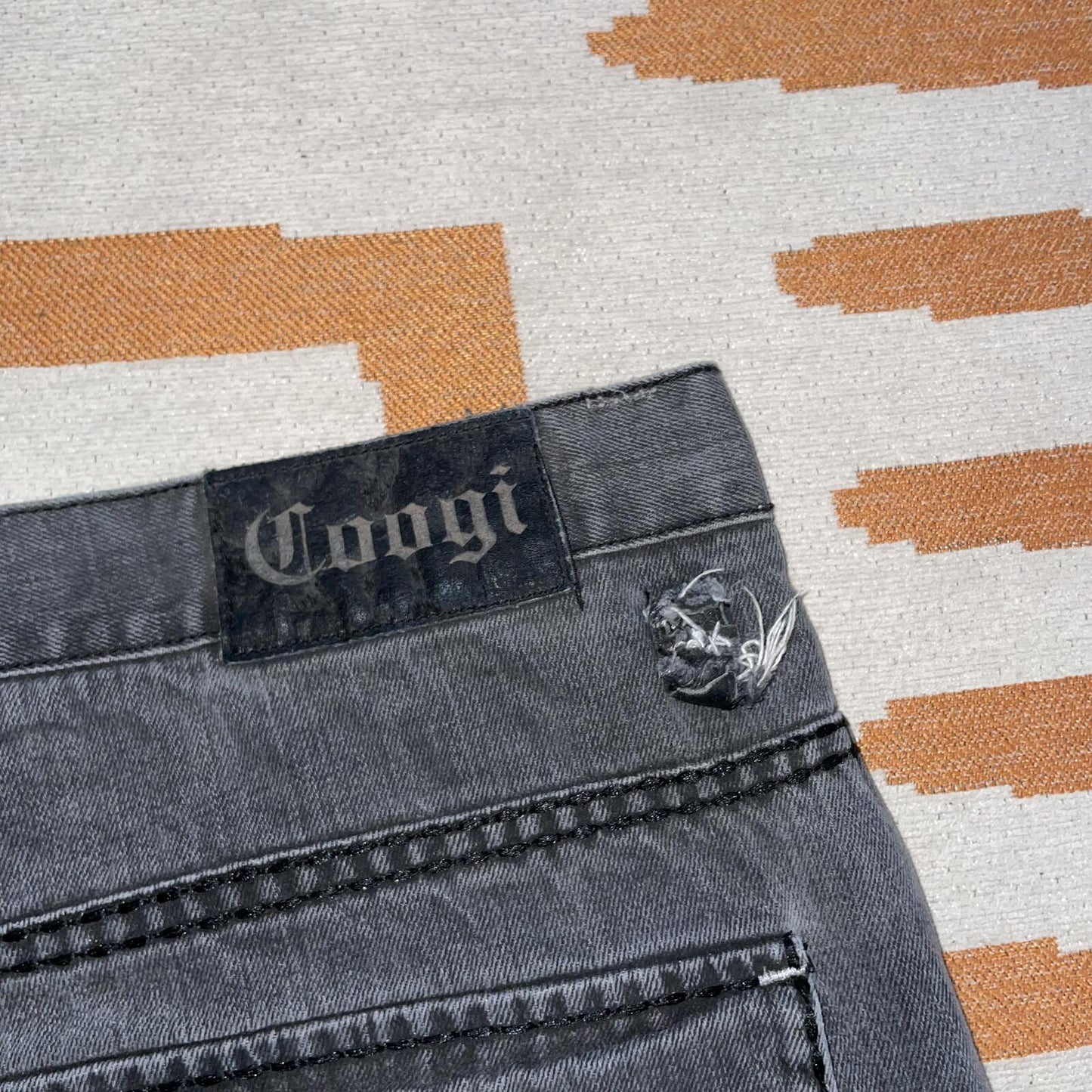 Coogi 90s Embroidered Super Baggy Black Jeans 50x34