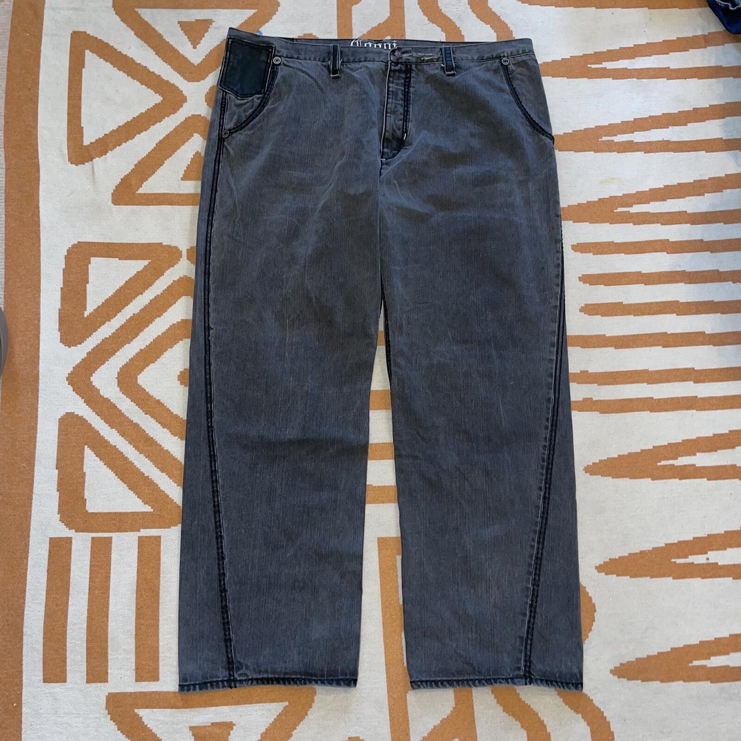Coogi 90s Embroidered Super Baggy Black Jeans 50x34