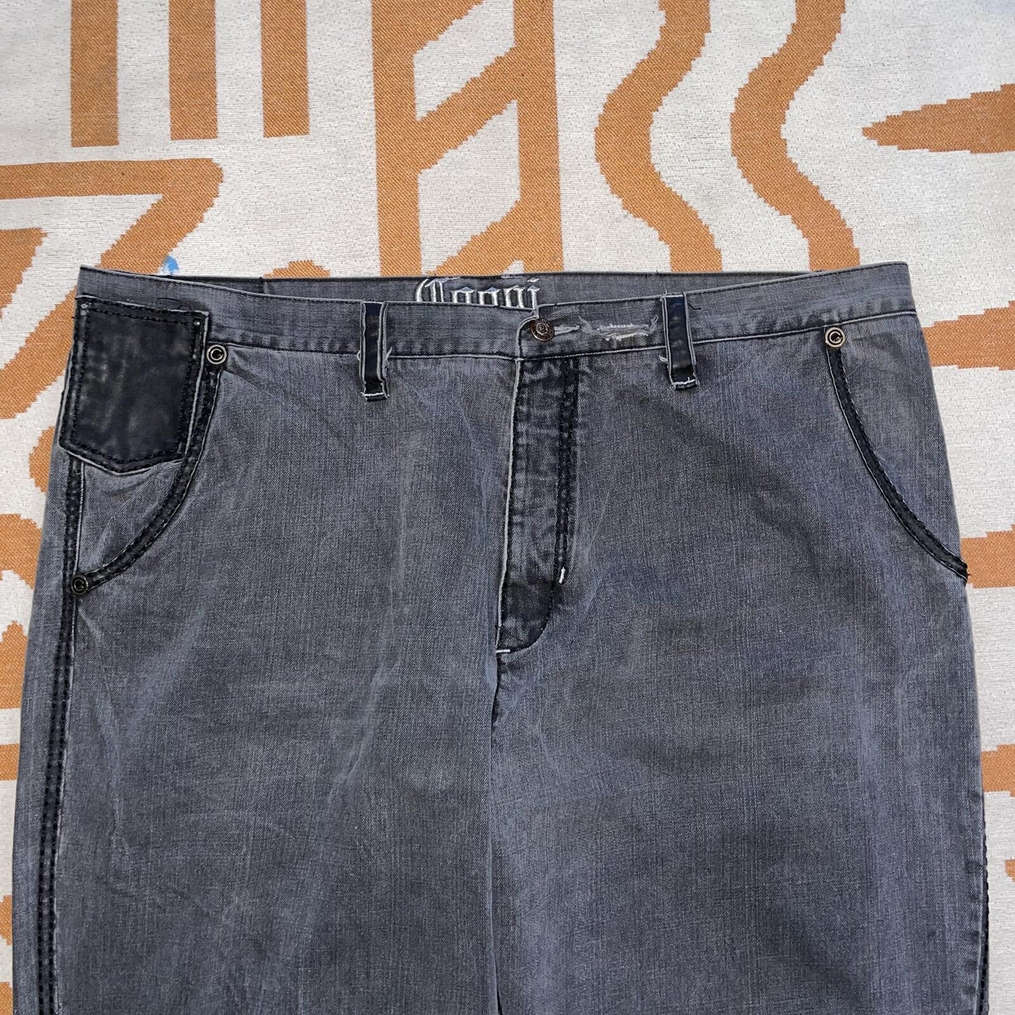 Coogi 90s Embroidered Super Baggy Black Jeans 50x34