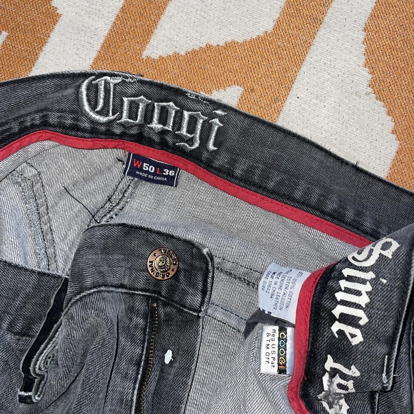 Coogi 90s Embroidered Super Baggy Black Jeans 50x34