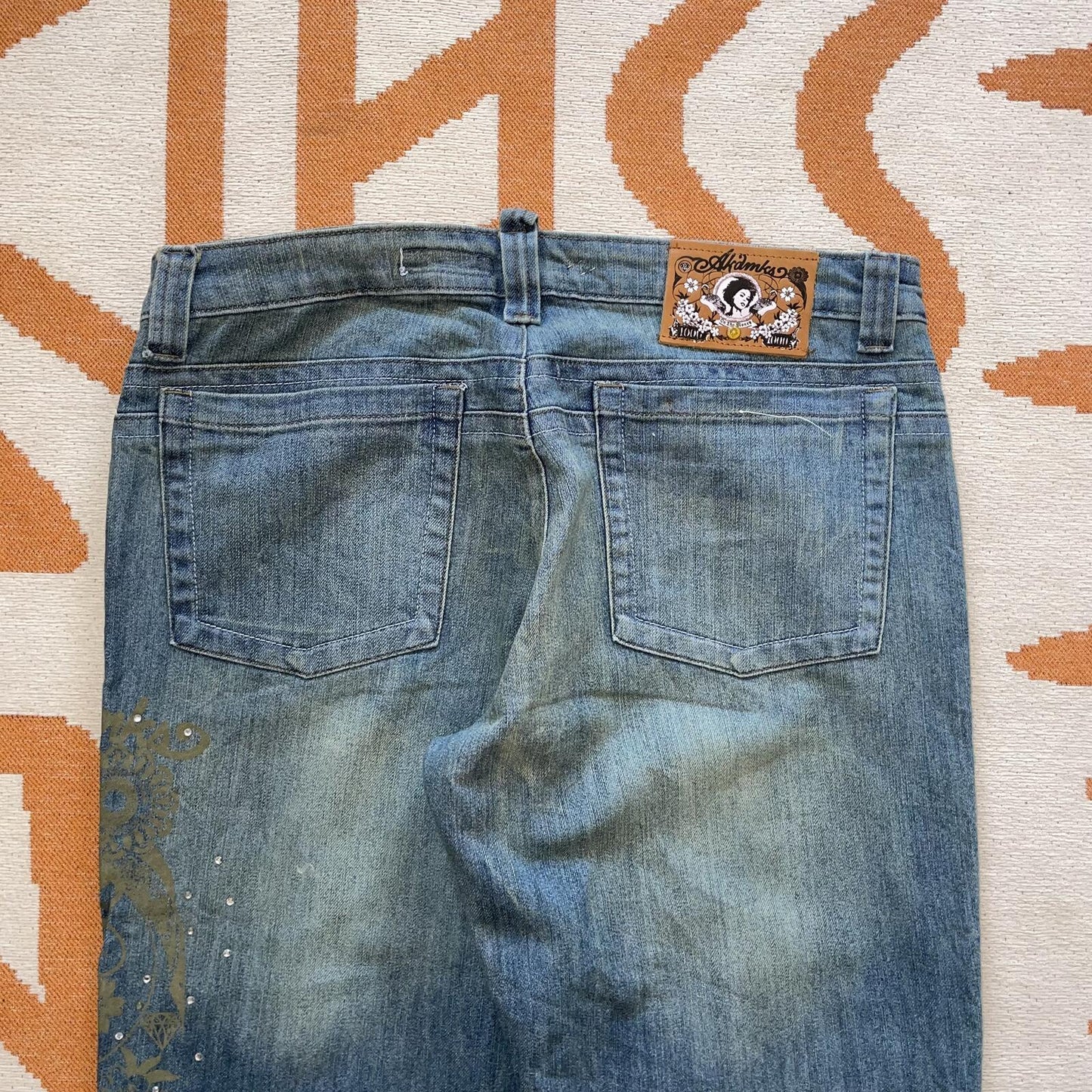 Akademiks 00s Printed/Rhinestone ‘Lauryn Hill’ Bootcut Jeans 32x32/12