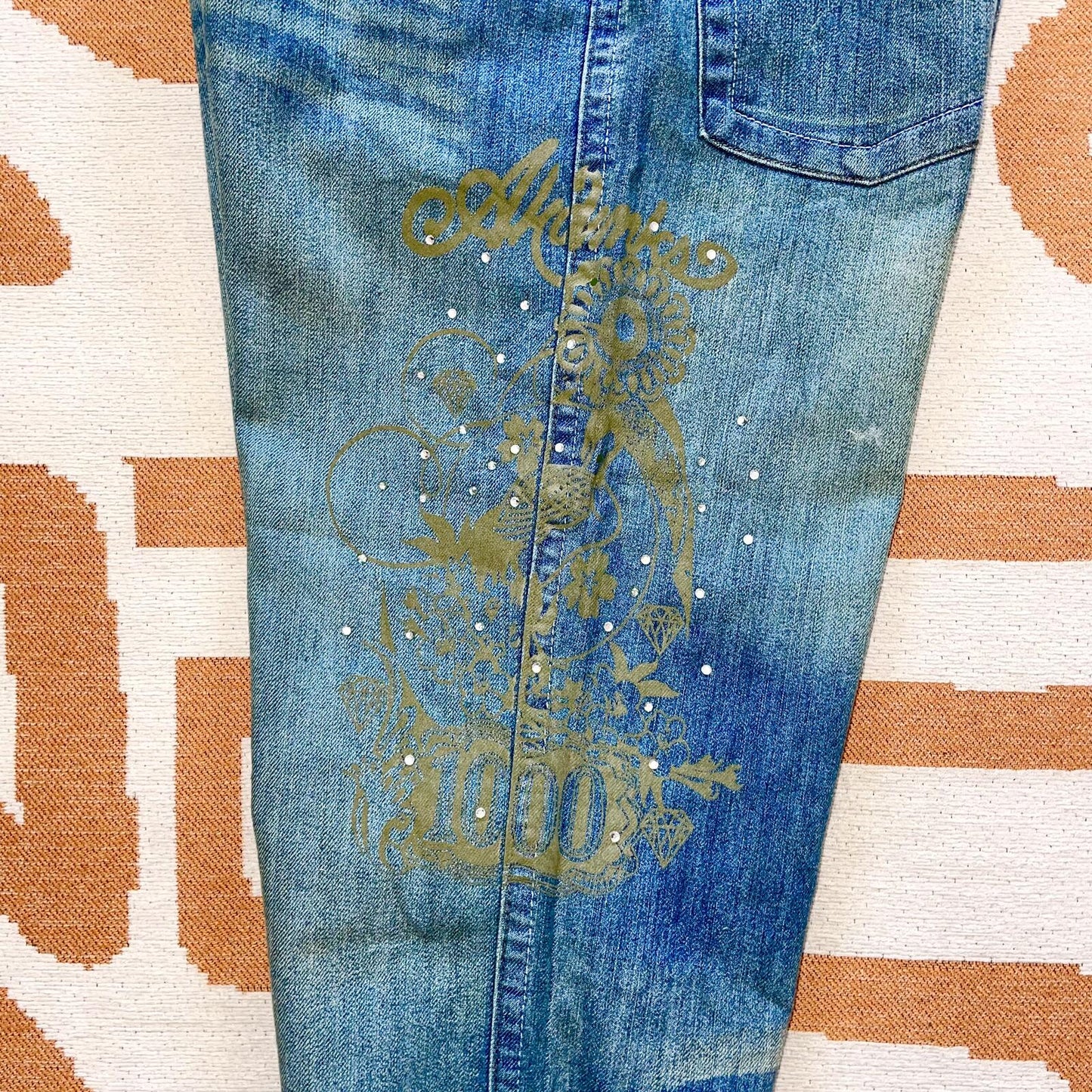 Akademiks 00s Printed/Rhinestone ‘Lauryn Hill’ Bootcut Jeans 32x32/12