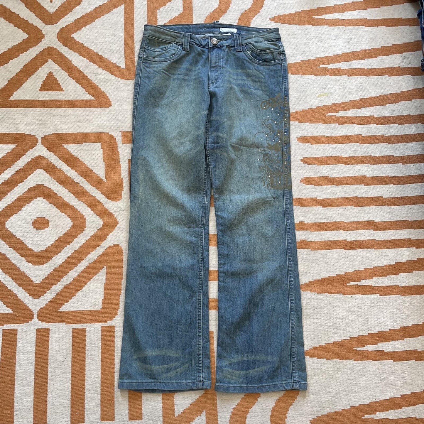 Akademiks 00s Printed/Rhinestone ‘Lauryn Hill’ Bootcut Jeans 32x32/12