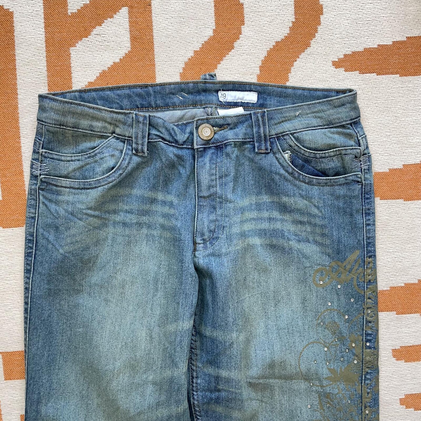 Akademiks 00s Printed/Rhinestone ‘Lauryn Hill’ Bootcut Jeans 32x32/12
