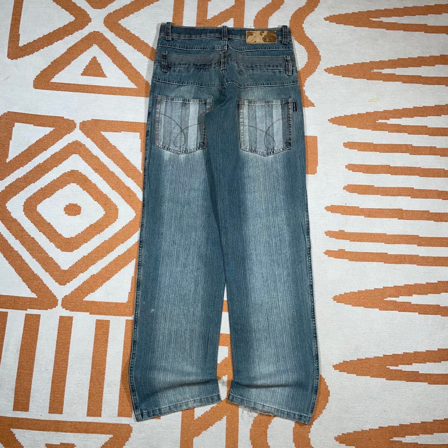 Lucky Star 00s Striped Double Waistband Denim Jeans 30x34