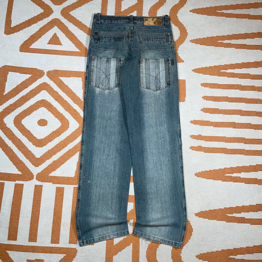 Lucky Star 00s Striped Double Waistband Denim Jeans 30x34