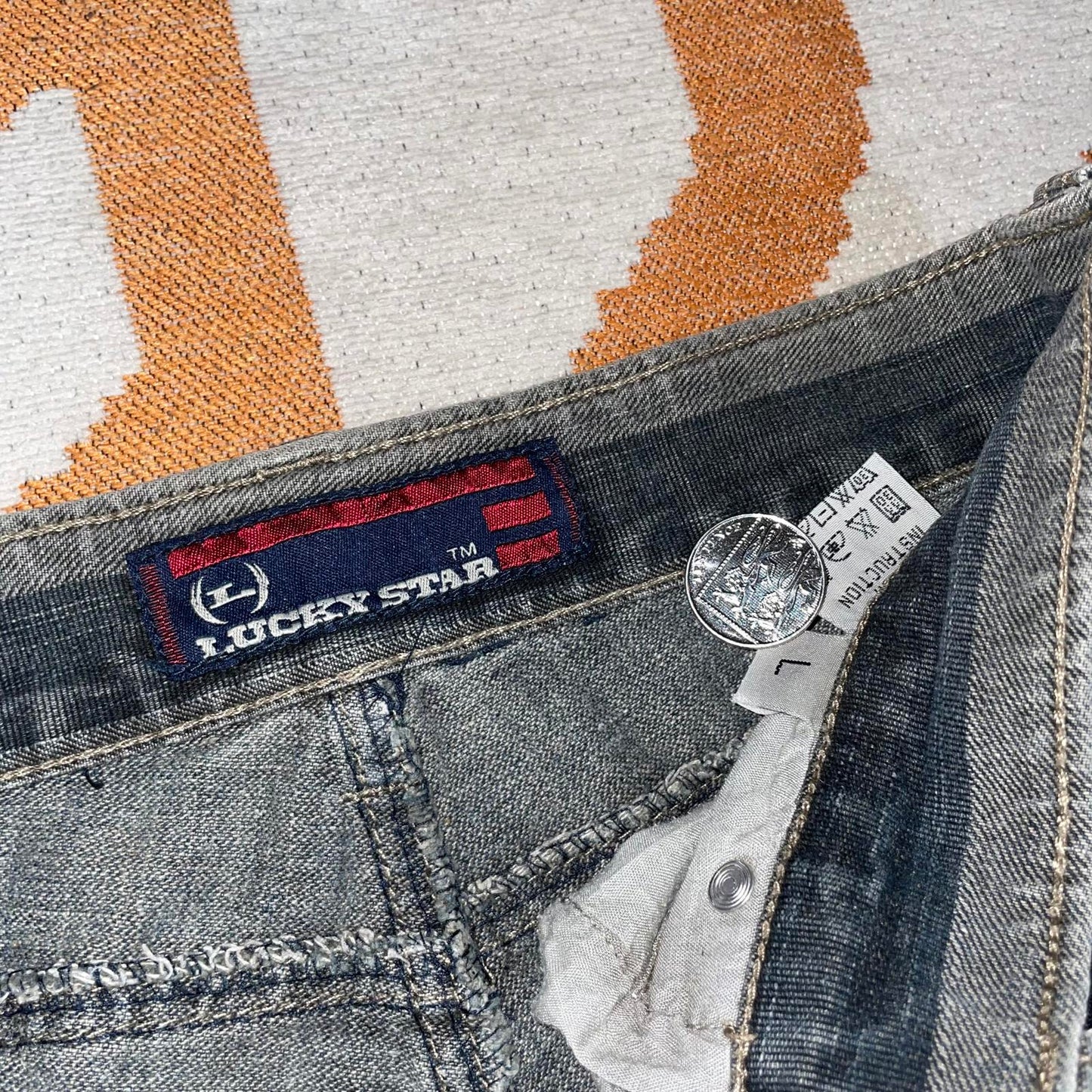 Lucky Star 00s Striped Double Waistband Denim Jeans 30x34