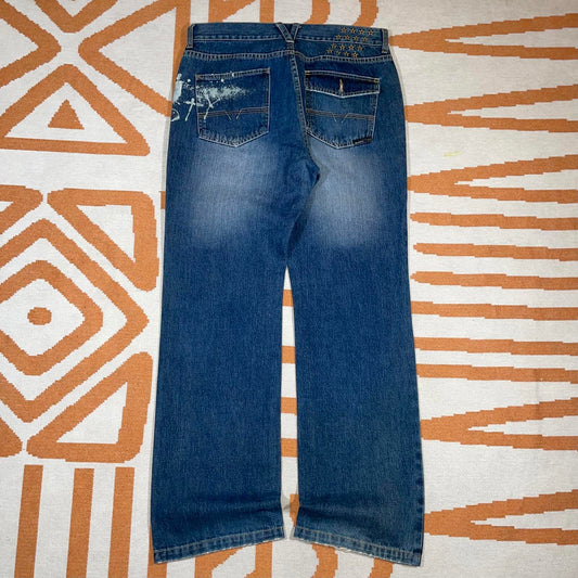 Rusty 00s Printed Surf Denim Blue Jeans 33x32