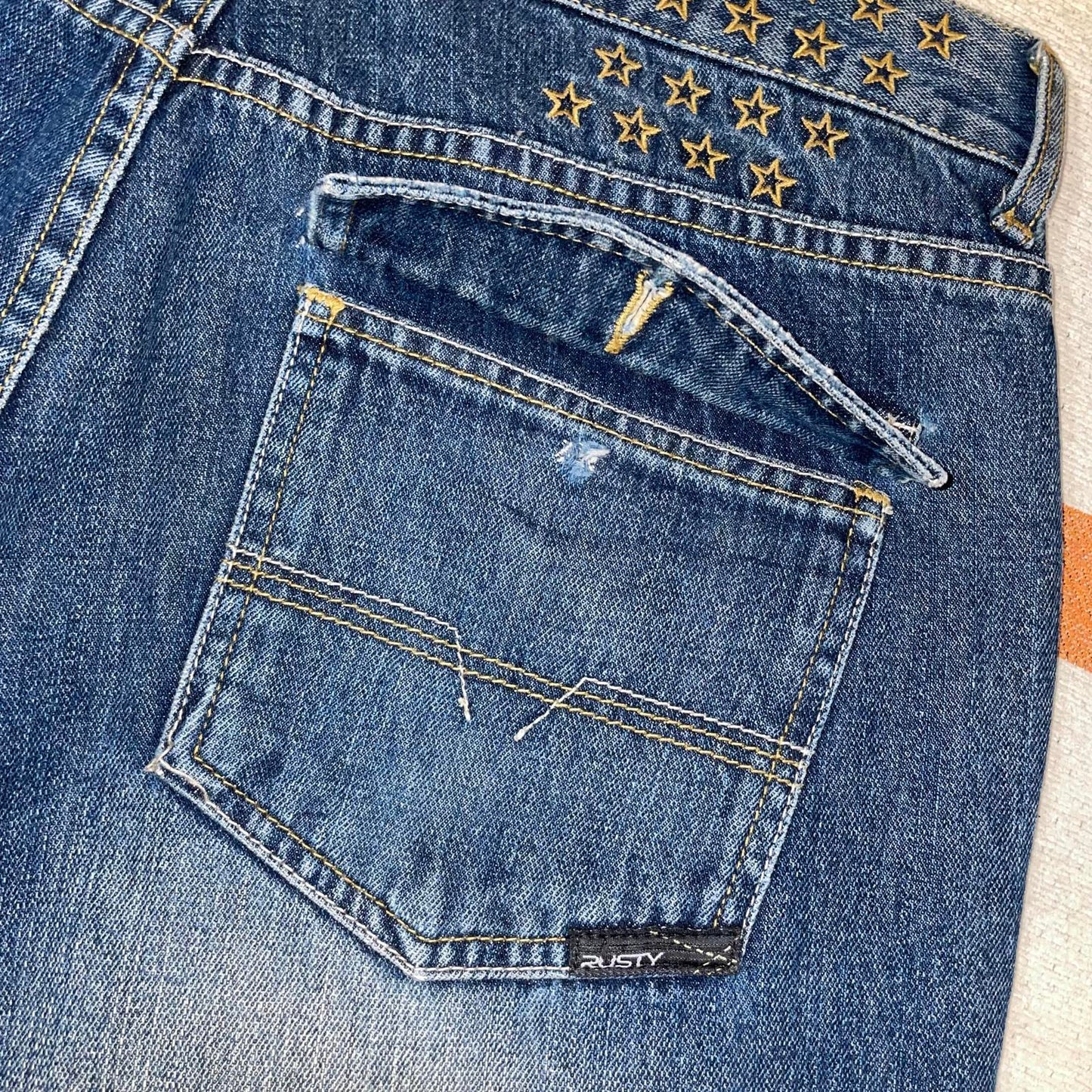 Rusty 00s Printed Surf Denim Blue Jeans 33x32