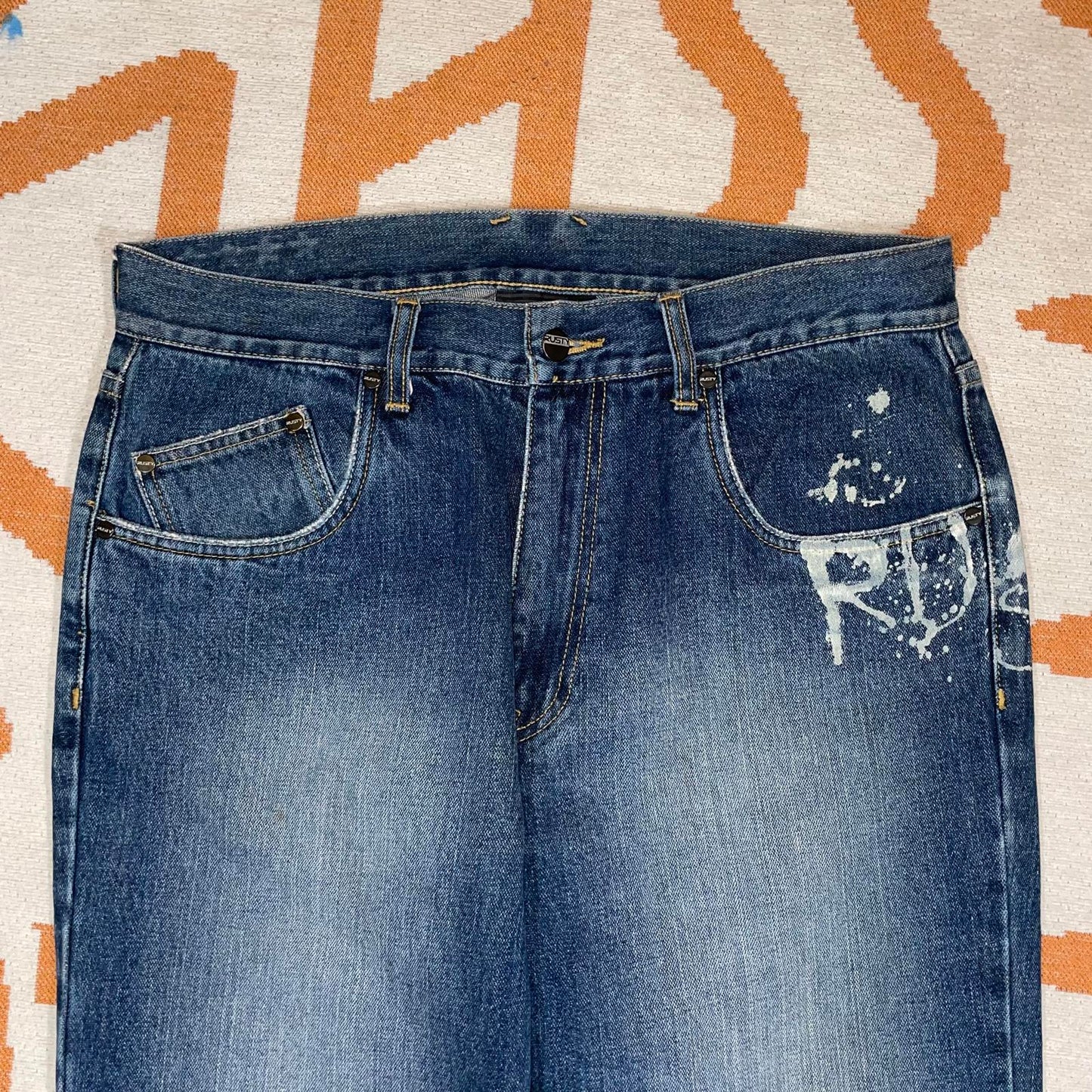 Rusty 00s Printed Surf Denim Blue Jeans 33x32