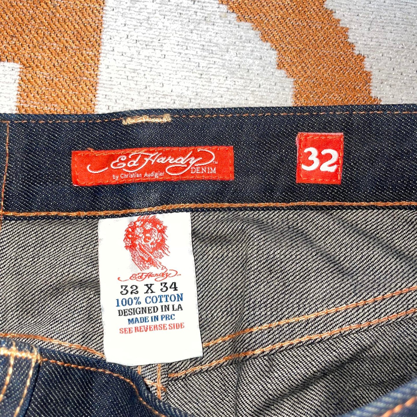 Ed Hardy 08 Eagle/Snake Embroidered Black Jeans 32x33