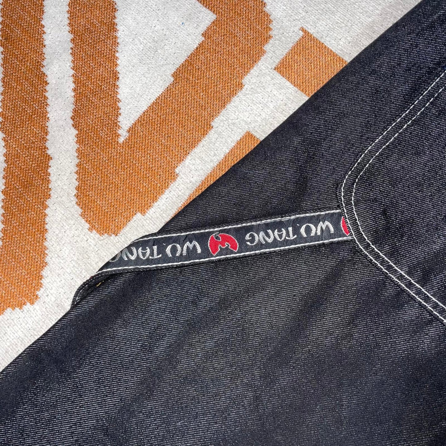 Wu Tang Clan 90s Embroidered Black Baggy Denim Jeans 32x33