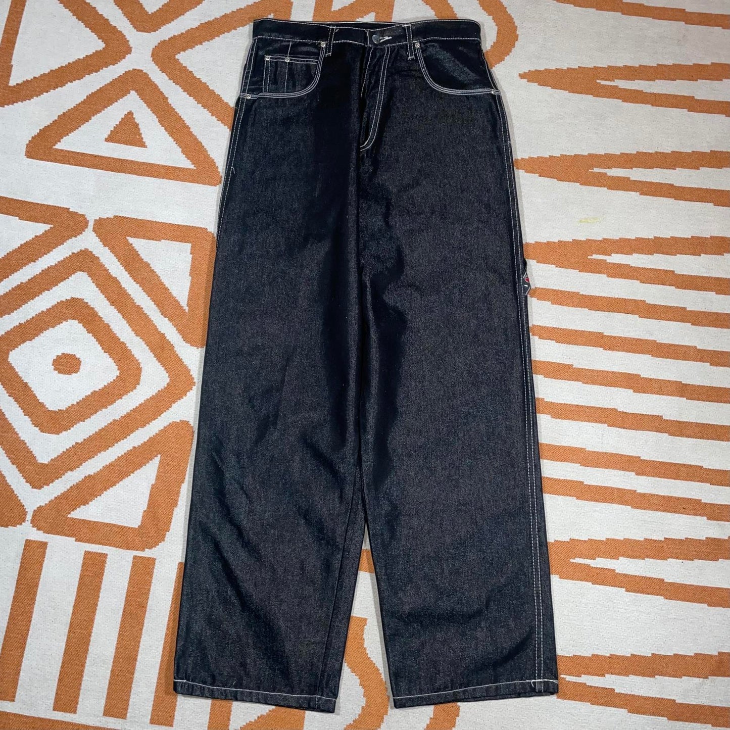 Wu Tang Clan 90s Embroidered Black Baggy Denim Jeans 32x33