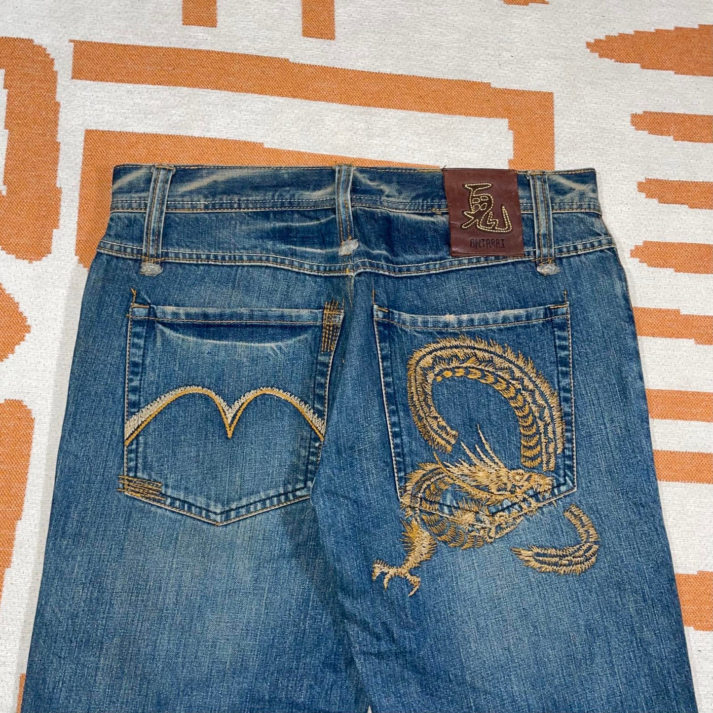Oni Arai 00s Dragon Embroidered Jeans 36x31