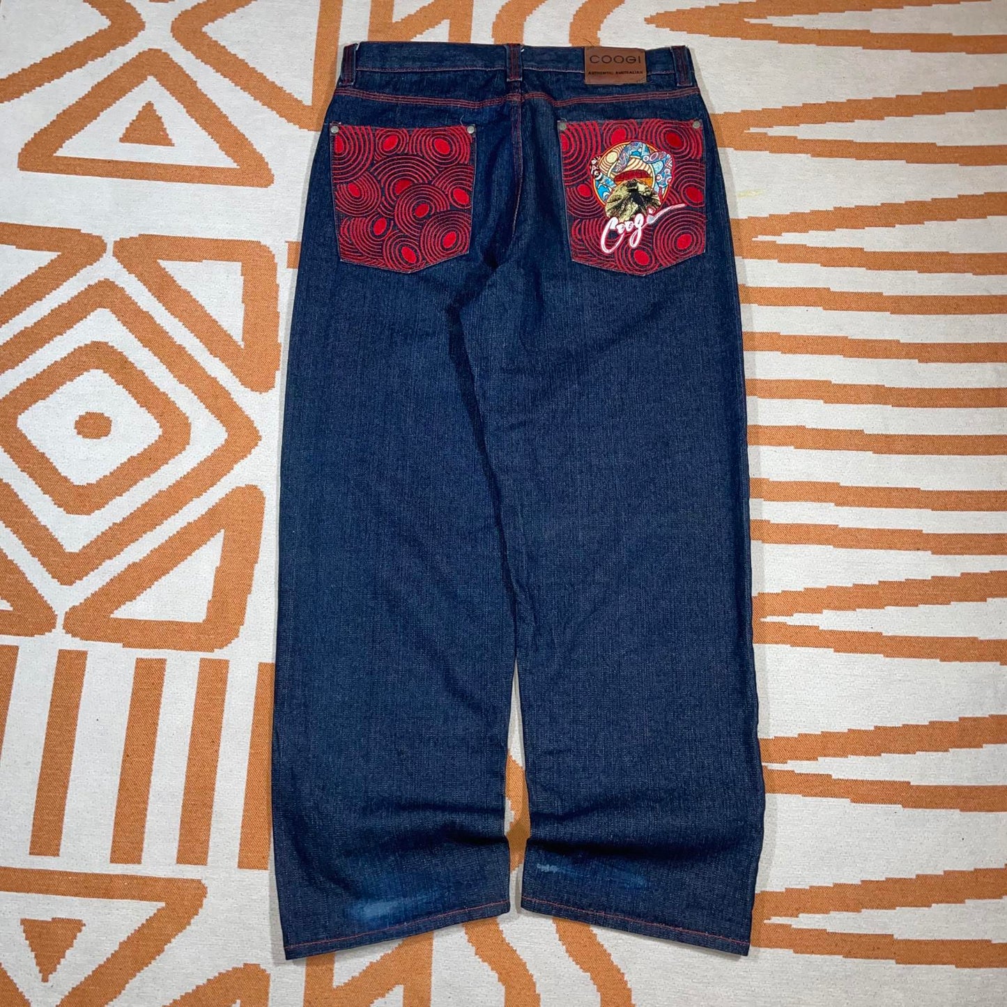 Coogi 90s Trippy Snake Embroidered Baggy Jeans 38x32
