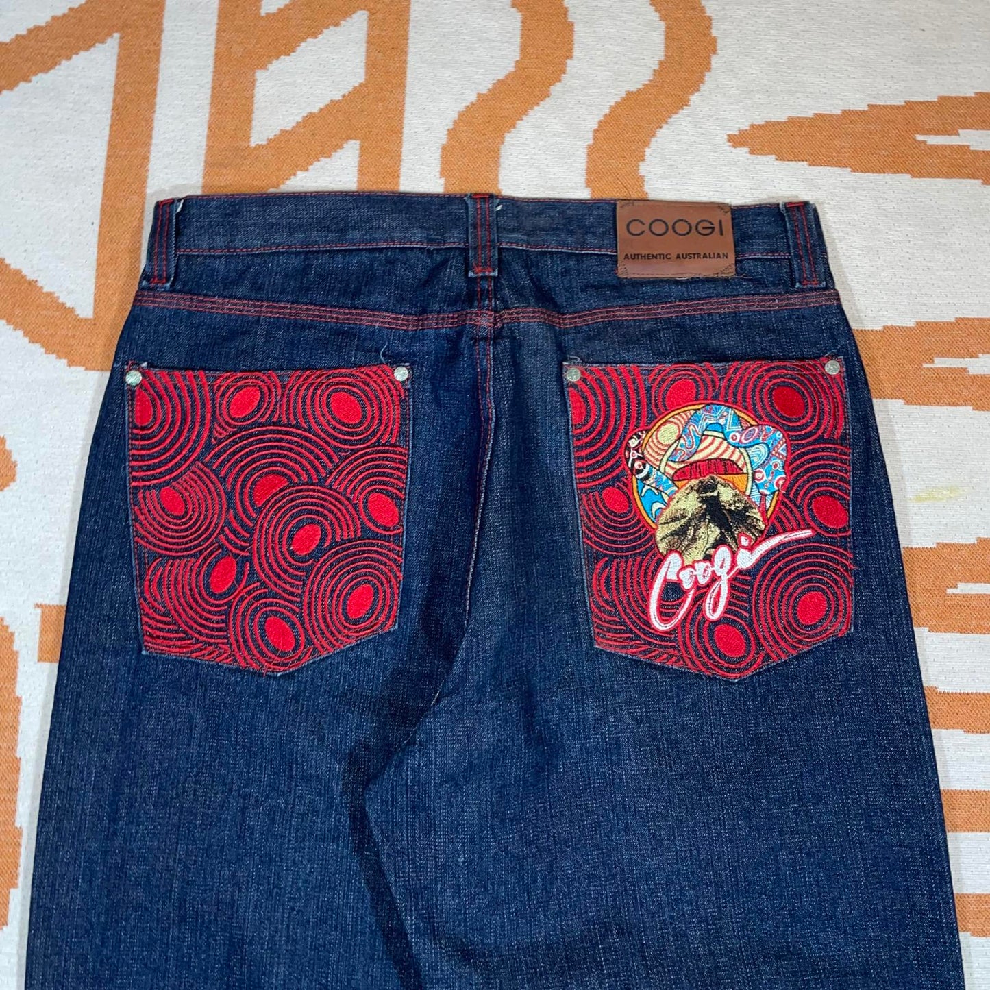 Coogi 90s Trippy Snake Embroidered Baggy Jeans 38x32