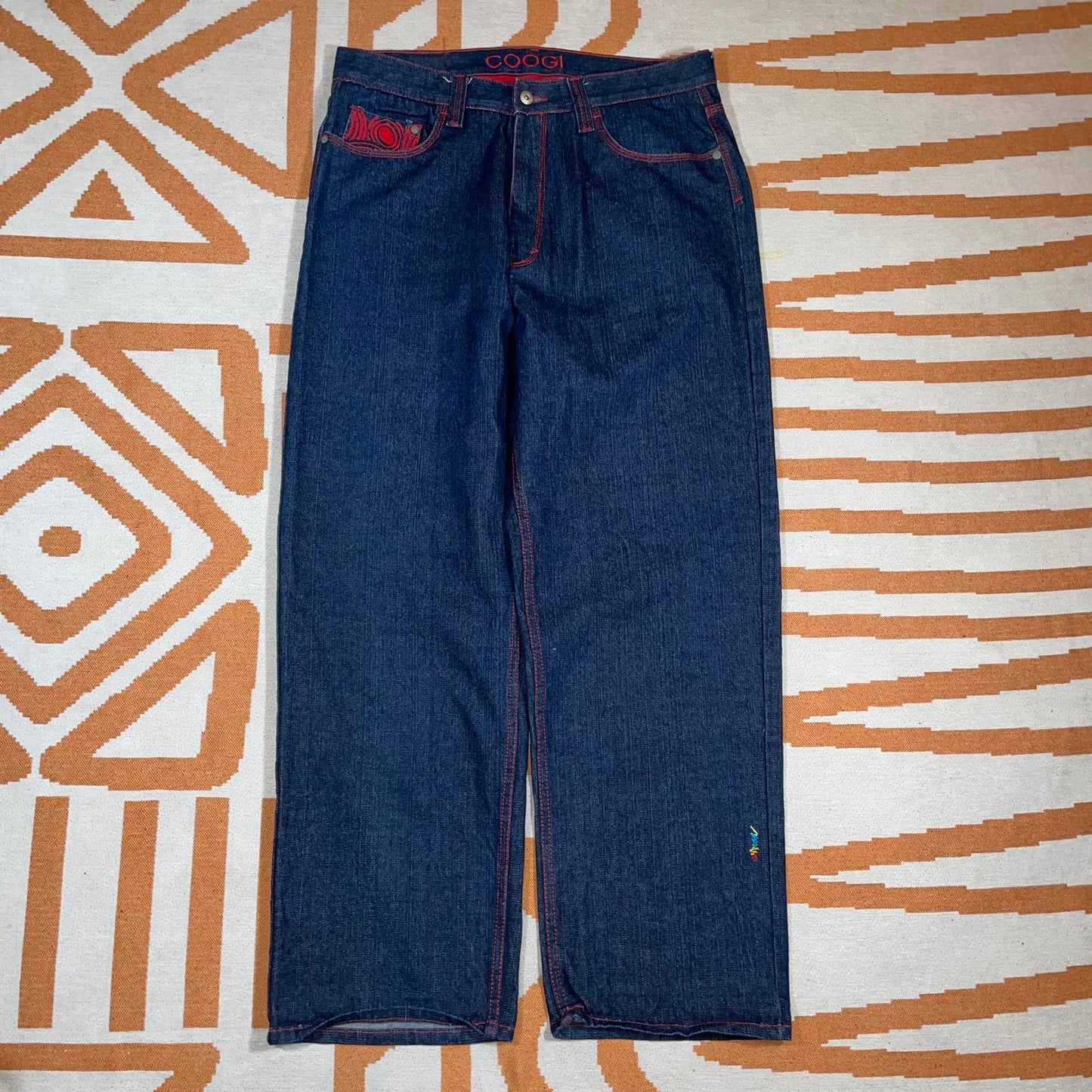 Coogi 90s Trippy Snake Embroidered Baggy Jeans 38x32
