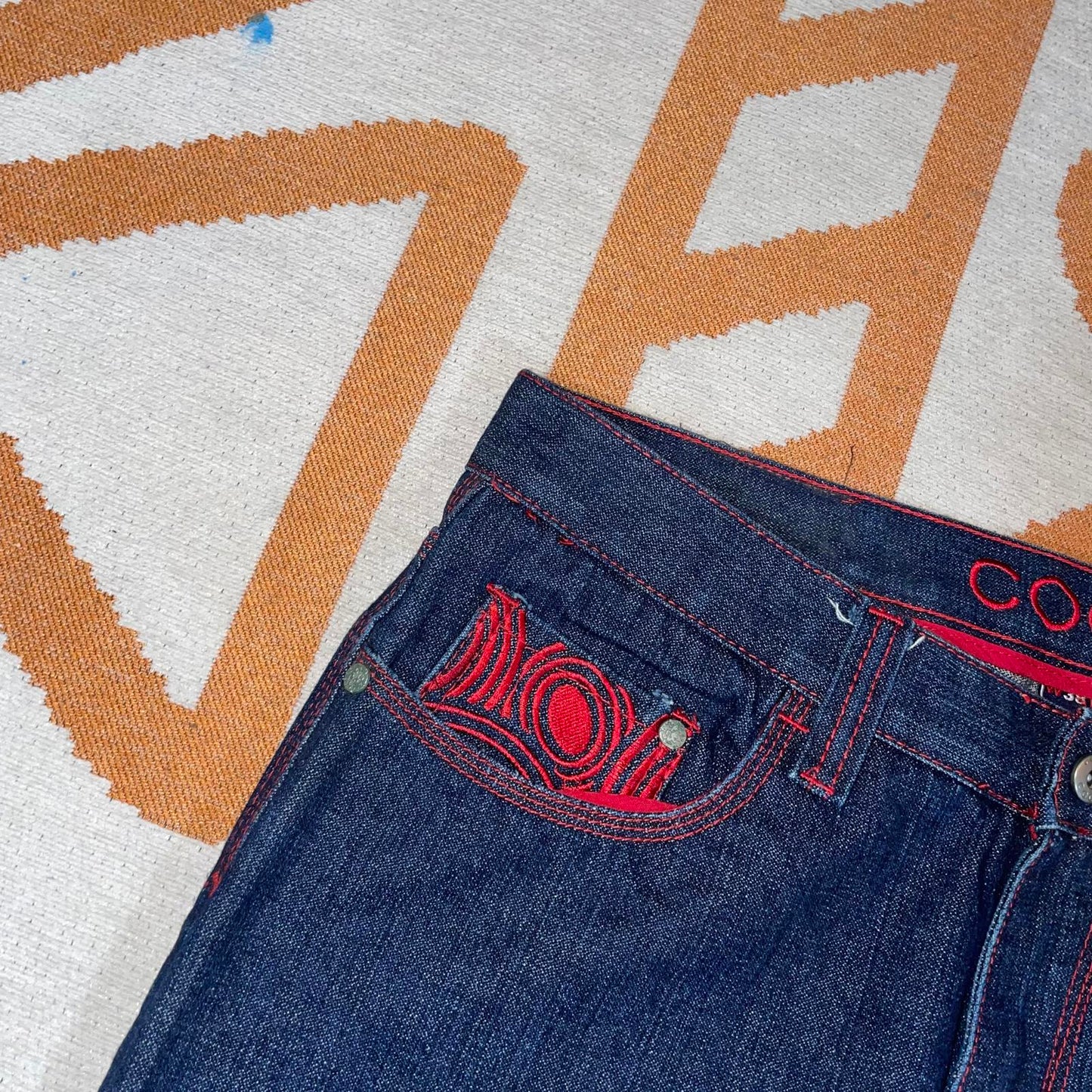 Coogi 90s Trippy Snake Embroidered Baggy Jeans 38x32