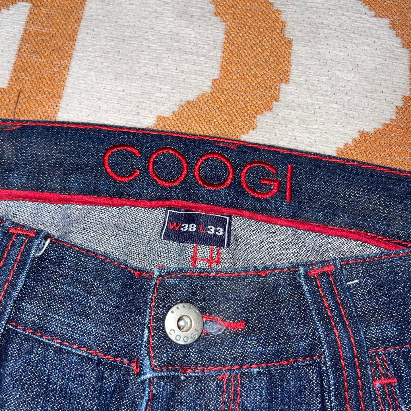 Coogi 90s Trippy Snake Embroidered Baggy Jeans 38x32