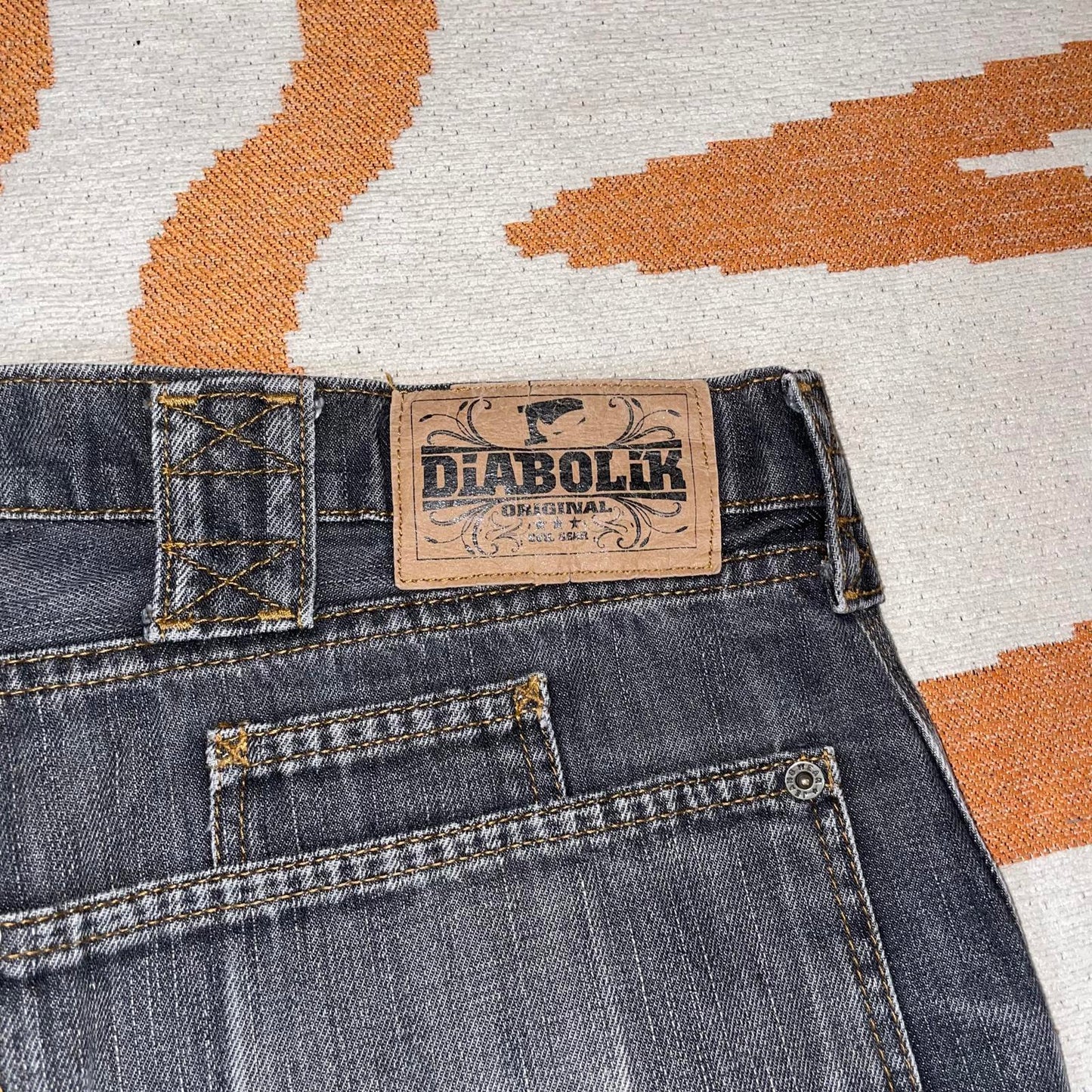 Diabolik 00s Printed Punk Rock Baggy Grey Jeans 34x34