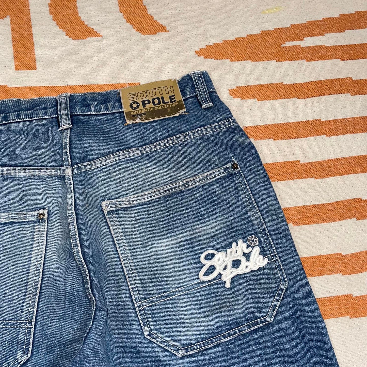 Southpole 00s Embroidered Baggy Blue Jeans 34x31