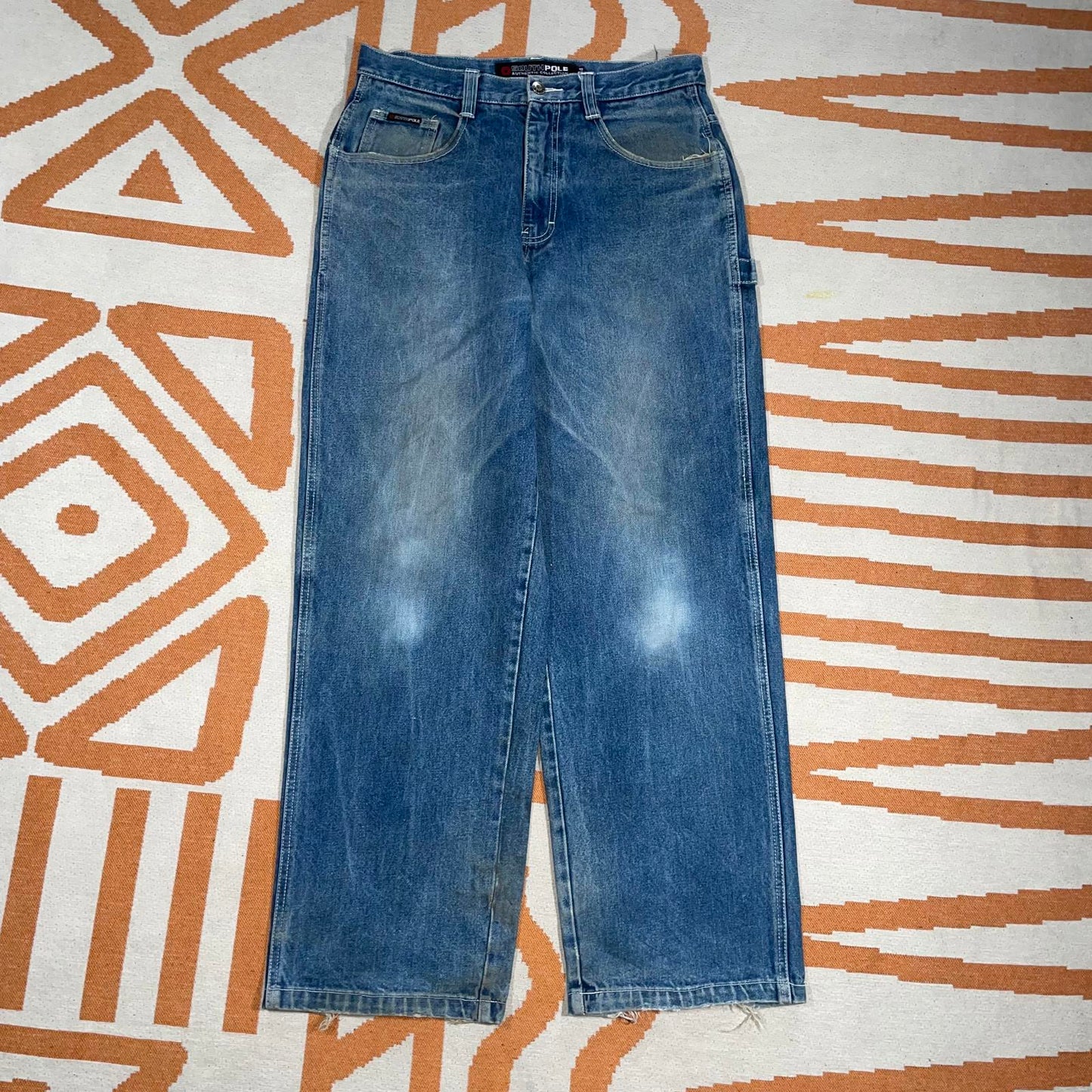 Southpole 00s Embroidered Baggy Blue Jeans 34x31