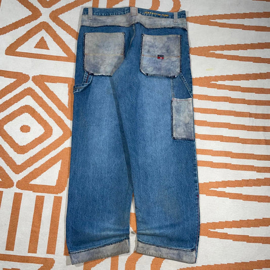 Johnny Blaze 00s Suede-Patched Baggy Jeans 40x34