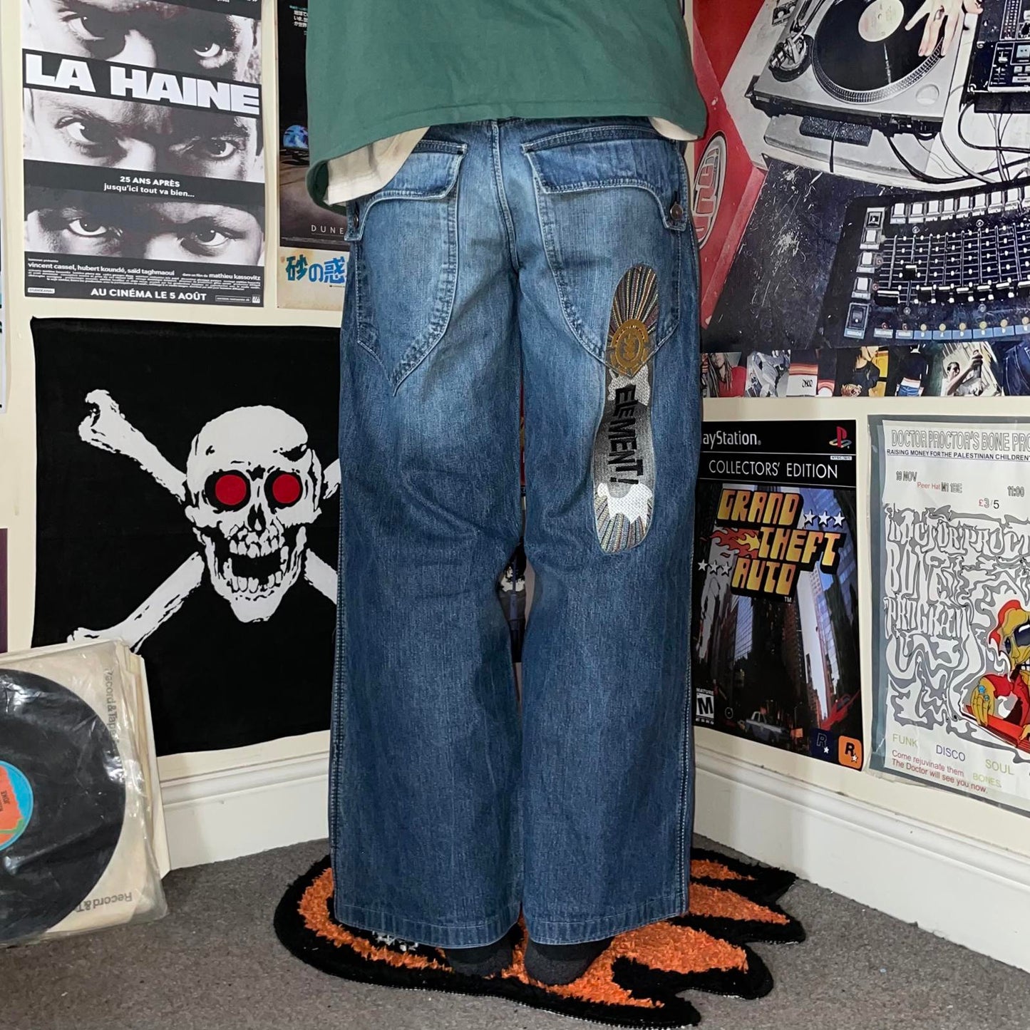 Element 90s Embroidered Snowboard Baggy Jeans 30x29