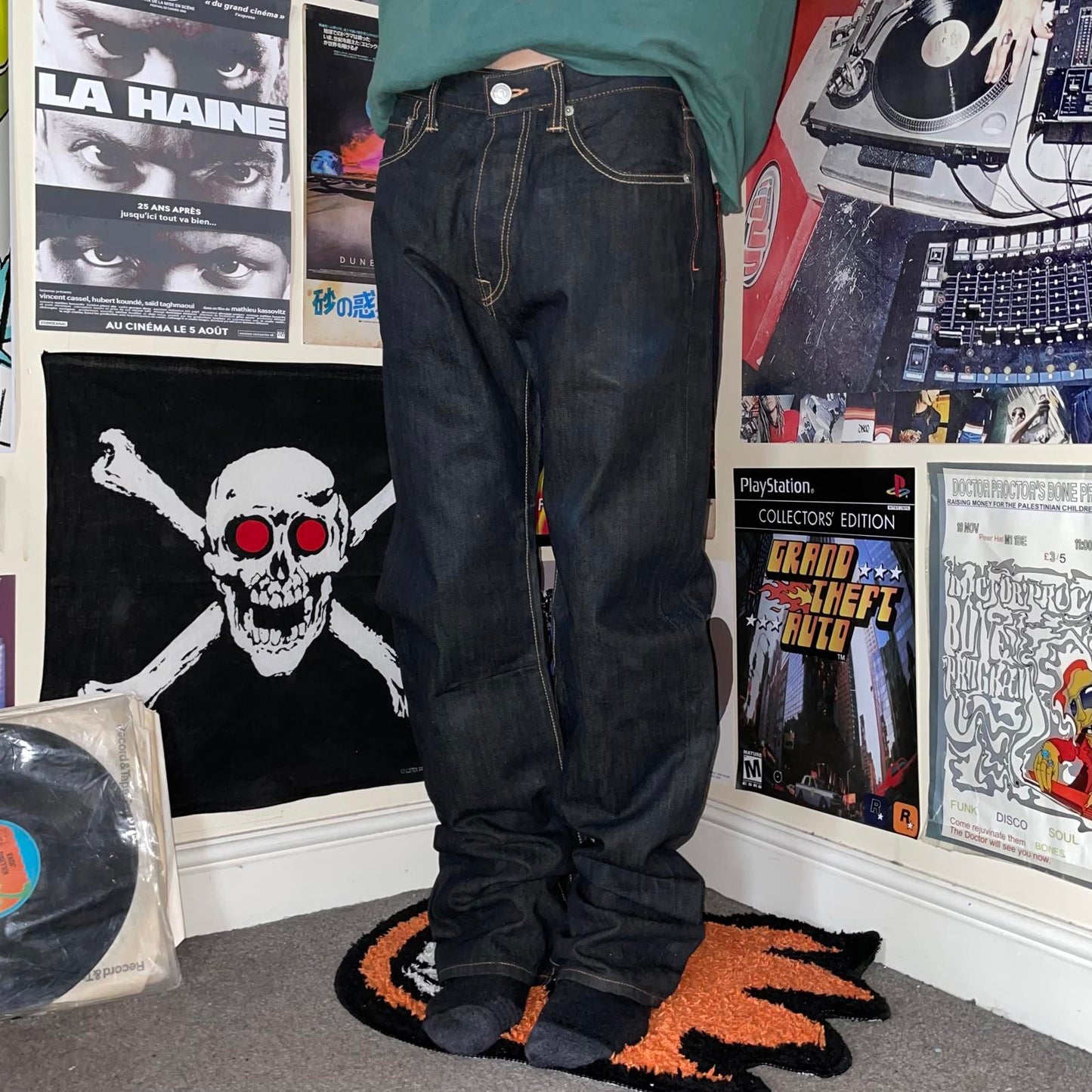 Ed Hardy 08 Eagle/Snake Embroidered Black Jeans 32x33