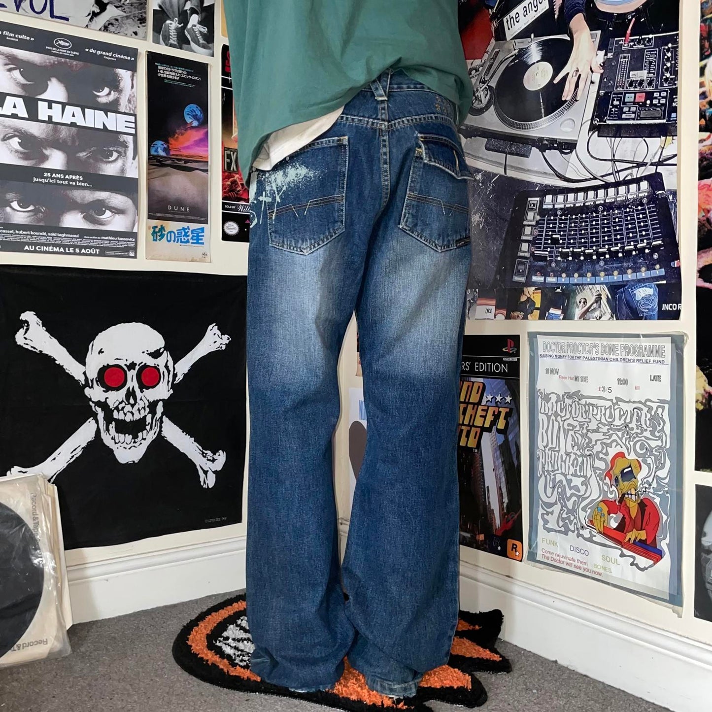 Rusty 00s Printed Surf Denim Blue Jeans 33x32