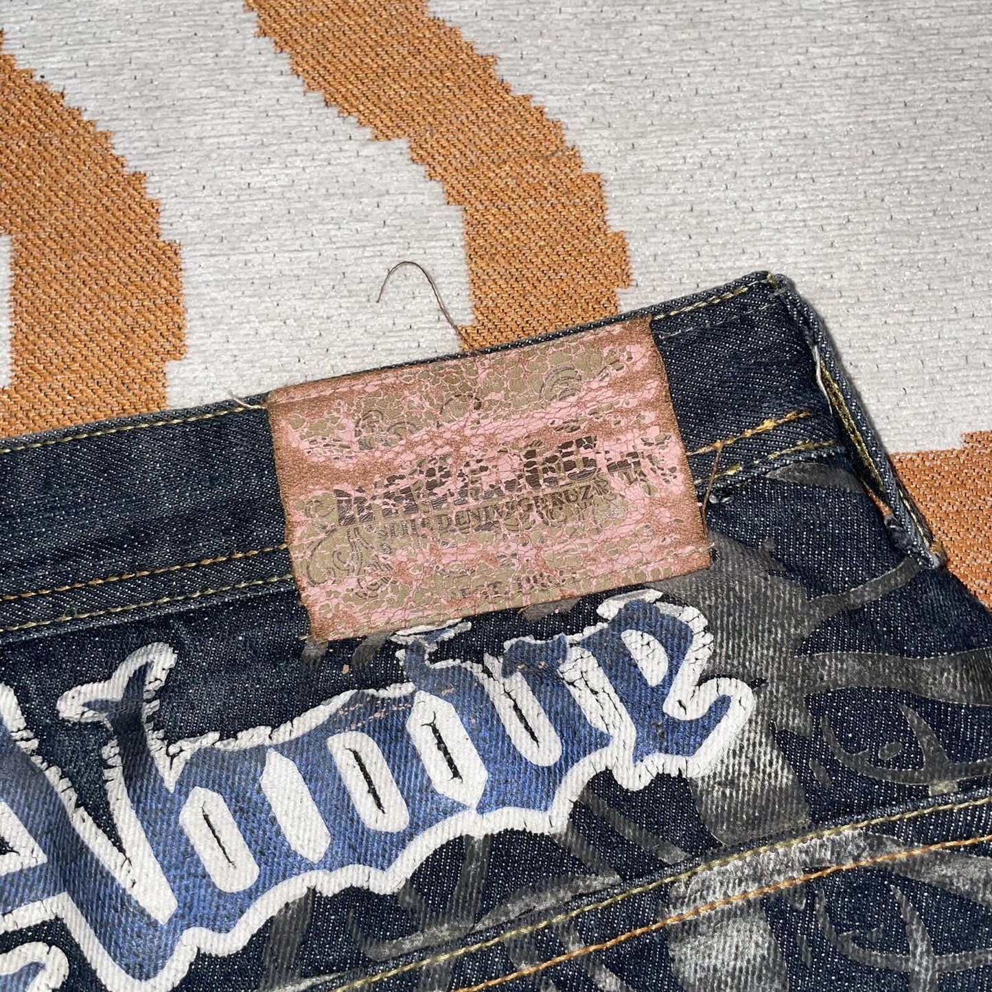 Raw Blue 00s Printed ‘Grind House’ Black Baggy Jeans 36x31