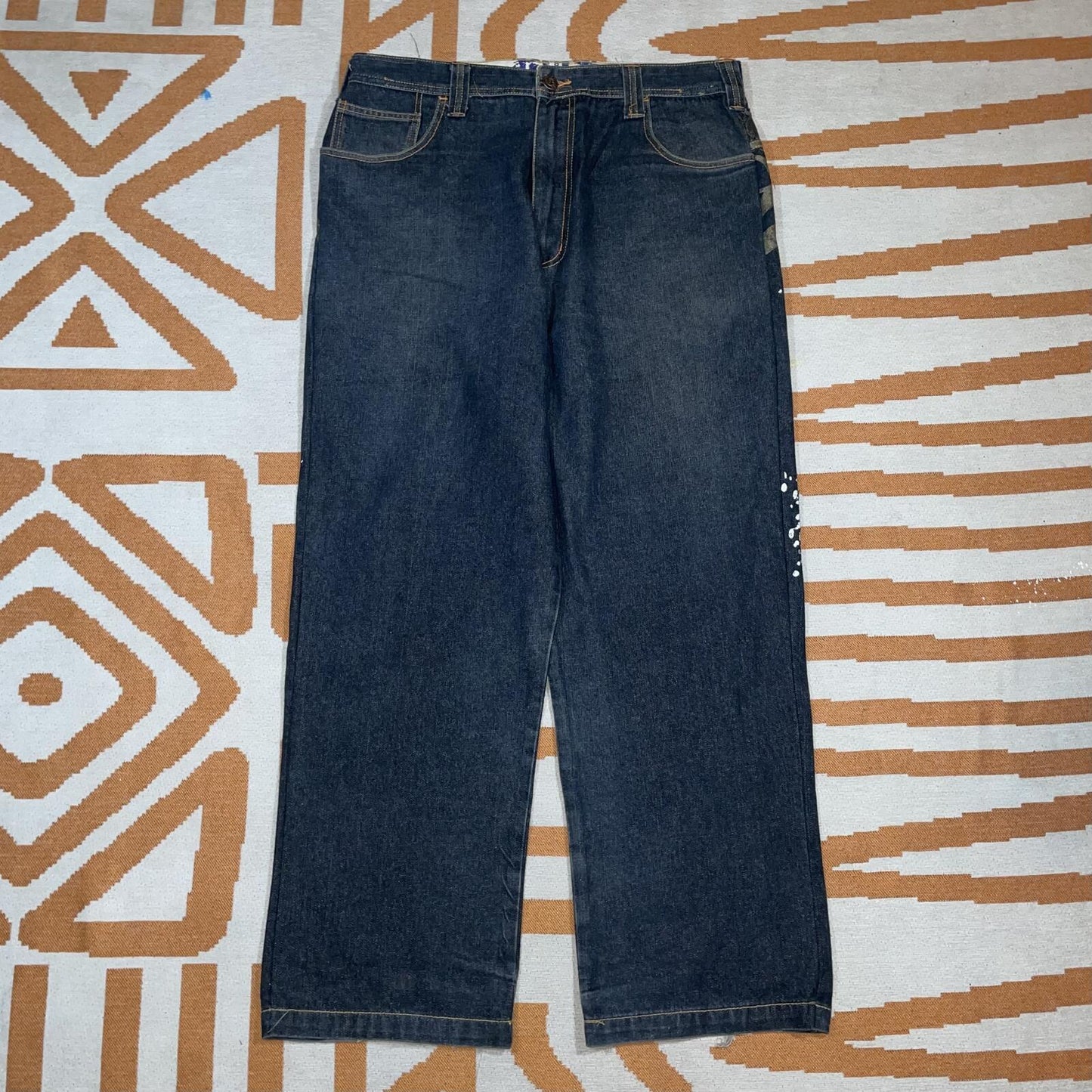 Raw Blue 00s Printed ‘Grind House’ Black Baggy Jeans 36x31