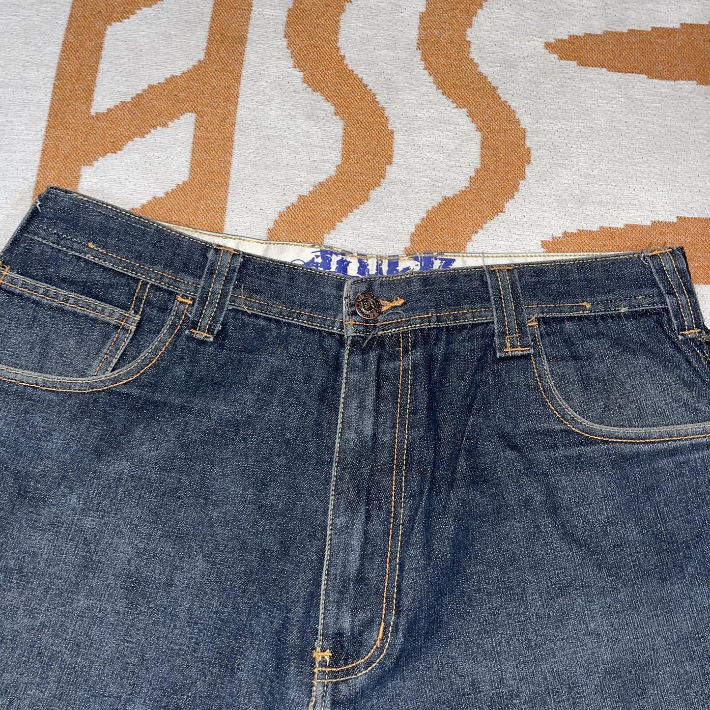 Raw Blue 00s Printed ‘Grind House’ Black Baggy Jeans 36x31