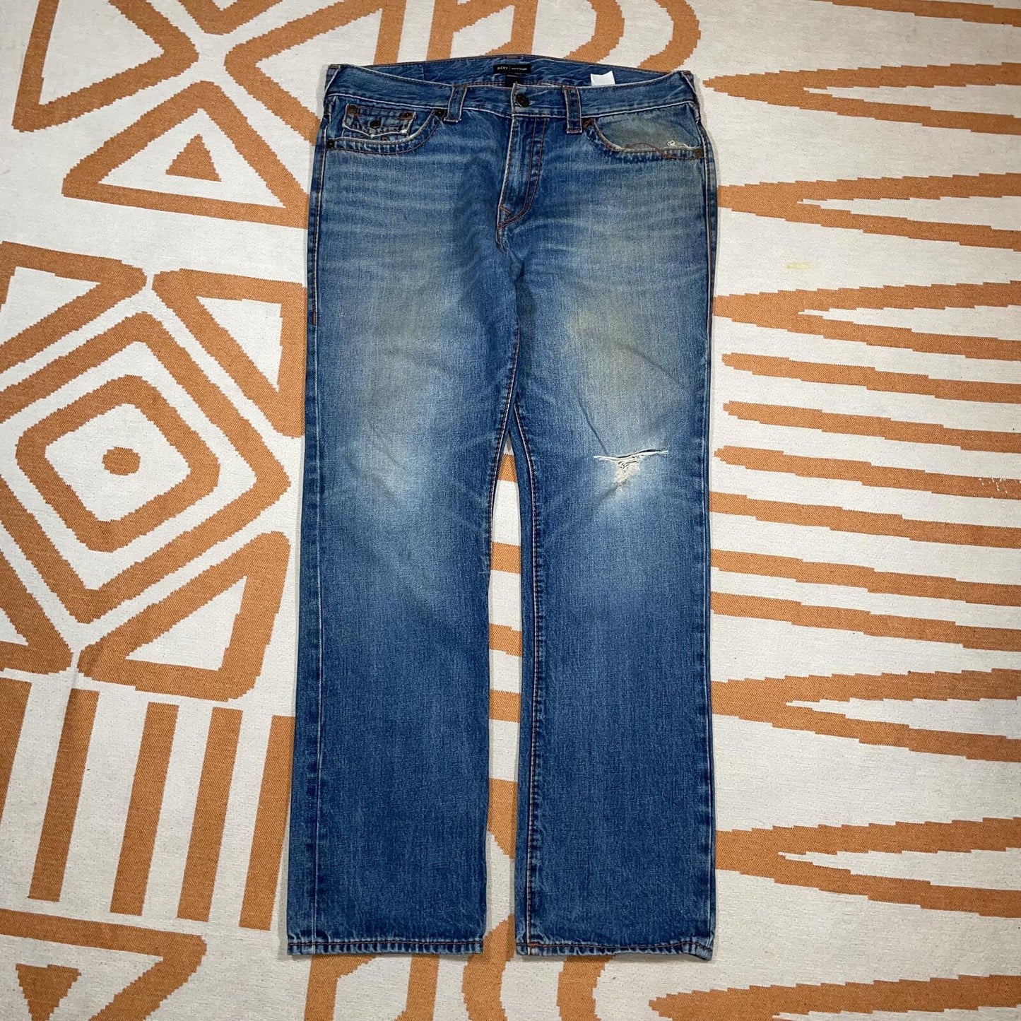 True Religion 00s Embroidered ‘Ricky’ Loose Jeans 36x34