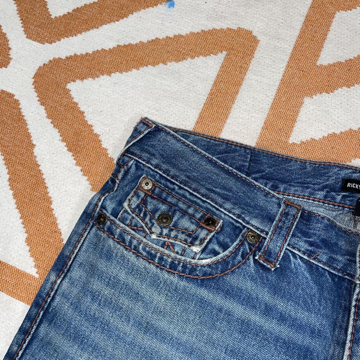 True Religion 00s Embroidered ‘Ricky’ Loose Jeans 36x34