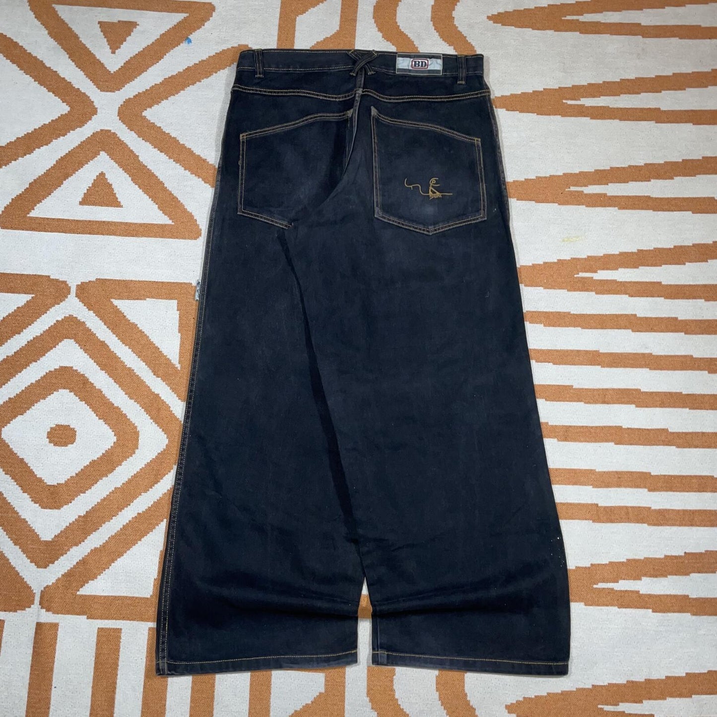 Bad Bully 00s Embroidered ‘Shifty’ Skater Black Baggy Jeans 32x31