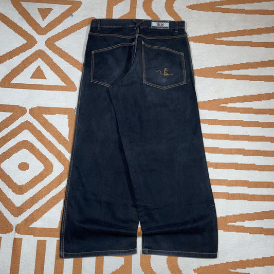 Bad Bully 00s Embroidered ‘Shifty’ Skater Black Baggy Jeans 32x31