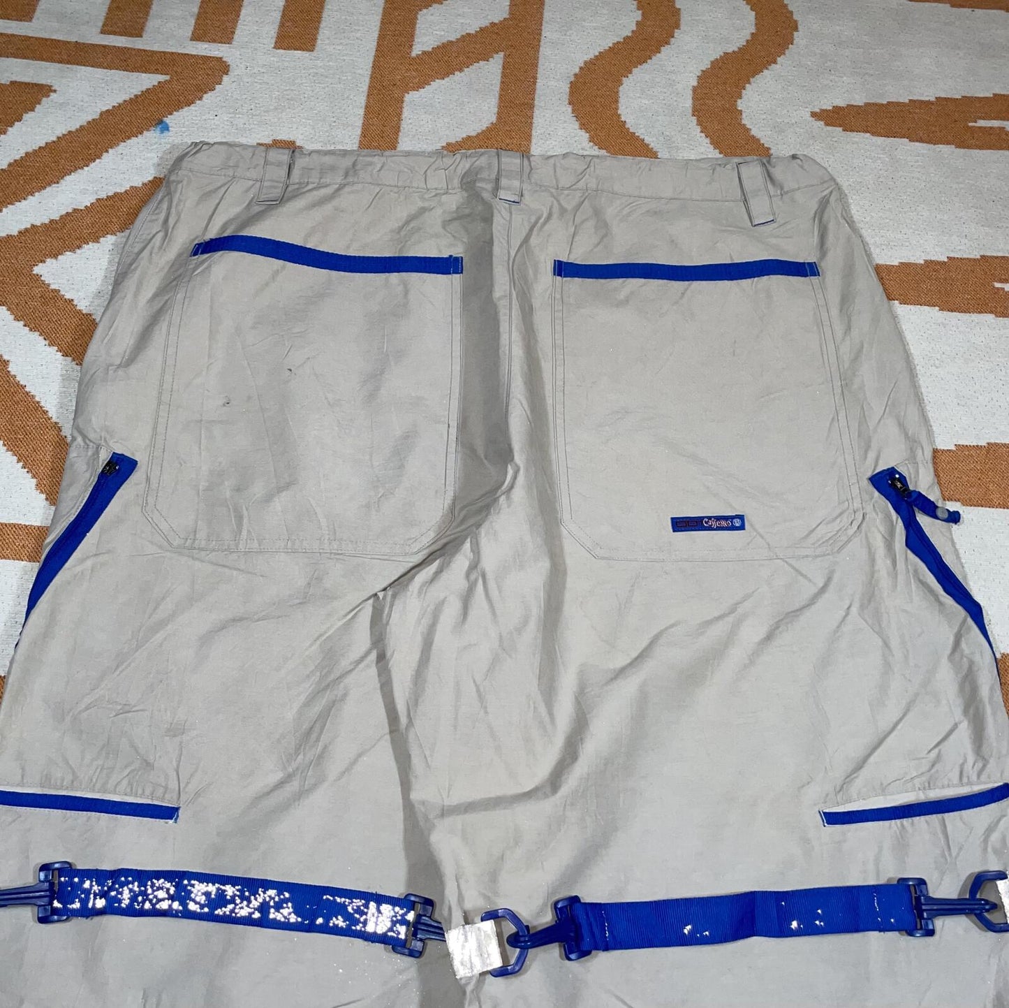 Caffiene 00s Printed Cream/Blue Parachute/Rave Pants 40x29